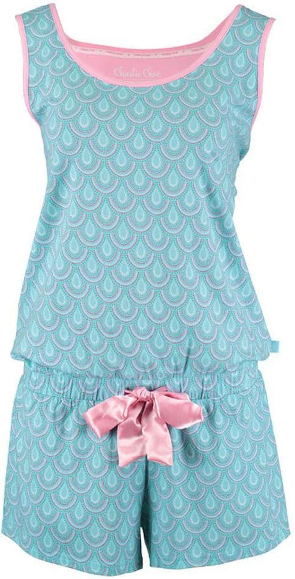 Steinnacher Bärbel Capri-Pyjama Damen Pyjama Schlafanzug Jumpsuit türkis blau rosa