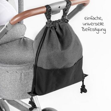 Zamboo Kinderwagen-Tasche Universal - Grau Melange, Kinderwagen Tasche Organizer Kleine Wickeltasche / Wickelrucksack