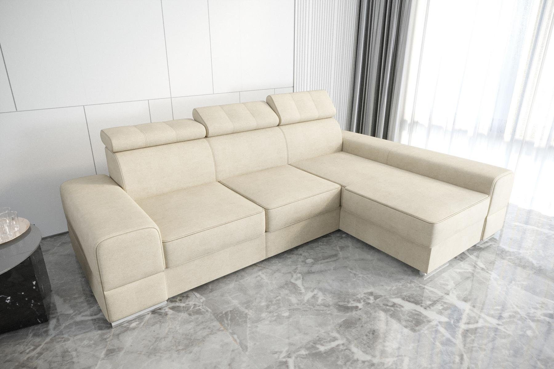 JVmoebel Ecksofa, Design Ecksofa LForm Couch Leder Beige Wohnzimmer