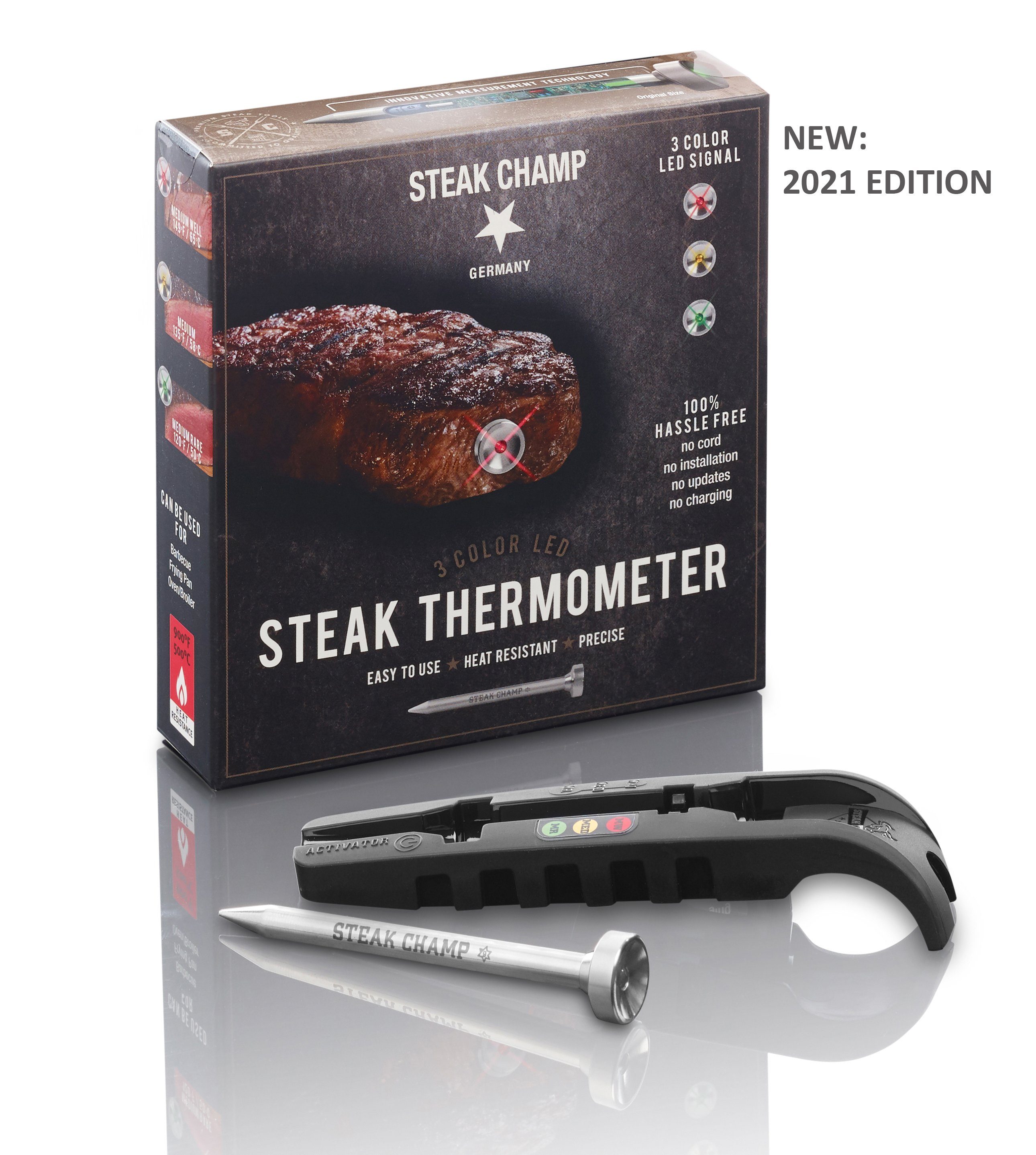 STEAK CHAMP Grillthermometer Thermometer, für Fleisch, digtital, kabellos, 8 cm