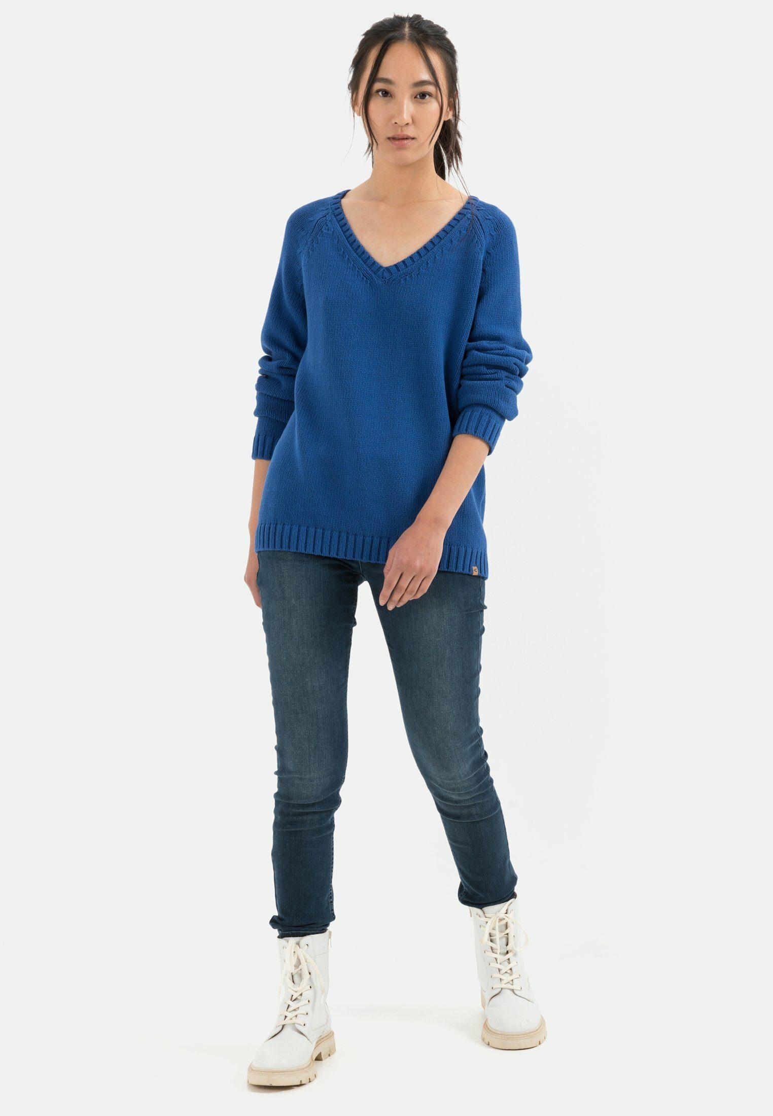 camel active Strickpullover Strickpullover aus Baumwollmix Markenlabel
