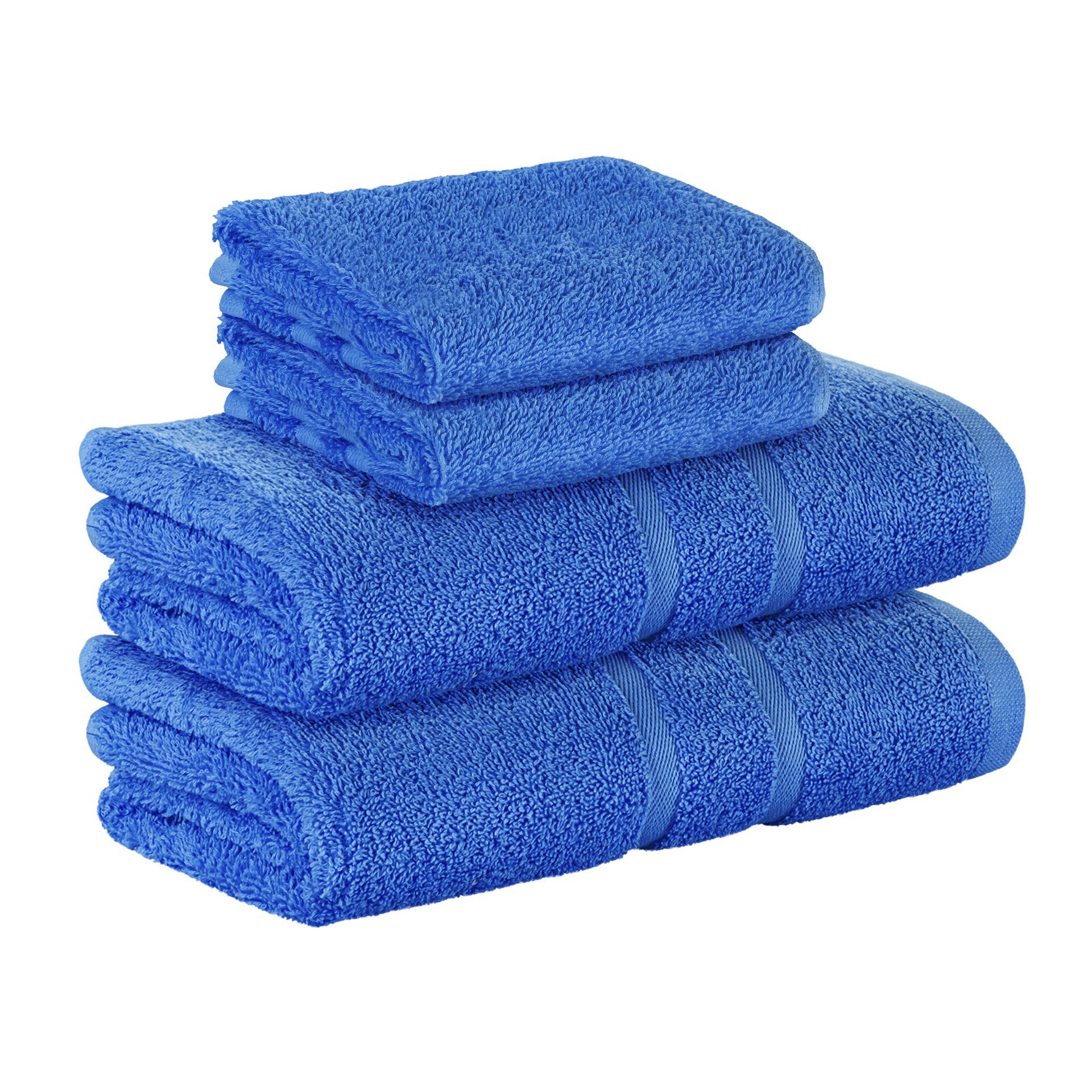 StickandShine Handtuch 2x Gästehandtuch 2x Handtücher als SET in verschiedenen Farben (4 Teilig) 100% Baumwolle 500 GSM Frottee 4er Handtuch Pack, 100% Baumwolle 500GSM Blau