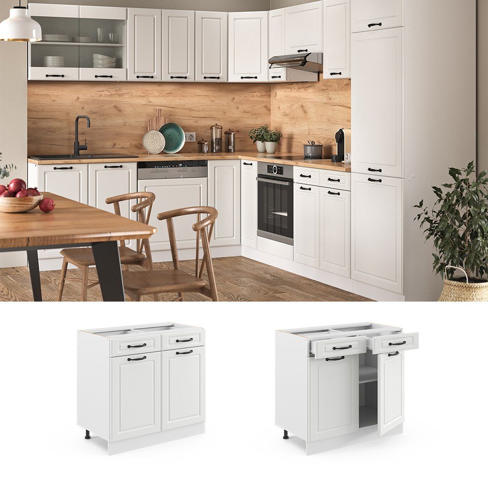 Vicco Unterschrank R-Line, Weiß Landhaus/Weiß, 80 cm ohne Arbeitsplatte (1-St)