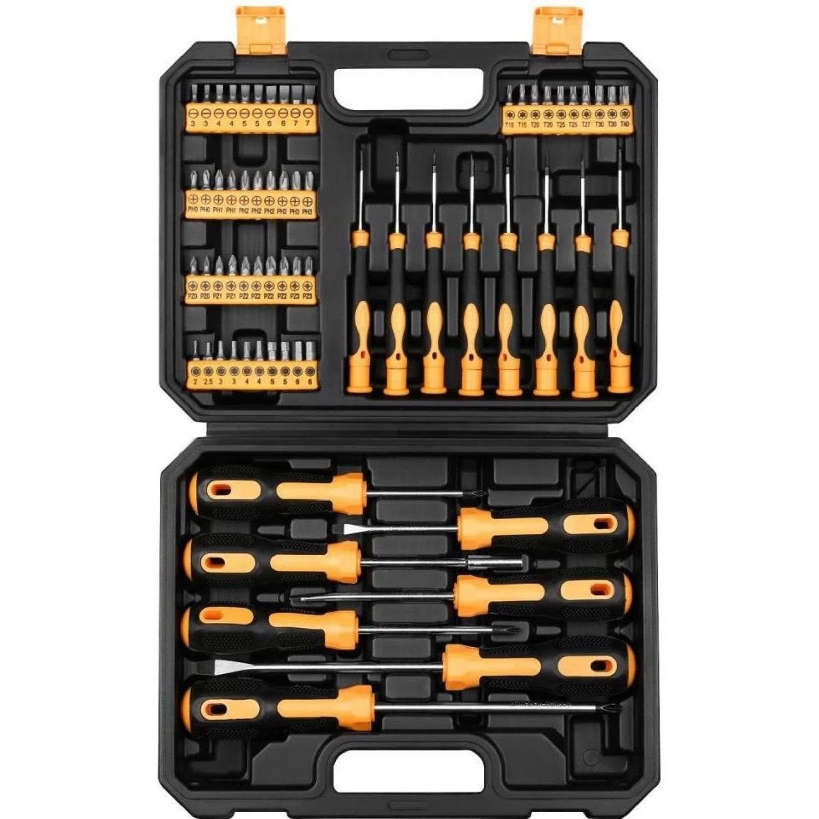 DEKO Werkzeugset Werkzeugset, (65-St., DEKO, Werkzeugset 65 tlg., mit Präzisionsschrauber und großem Bit-Set, Schraubenzieher Set, inkl. Koffer), Werkzeugkoffer - Werkzeugkasten
