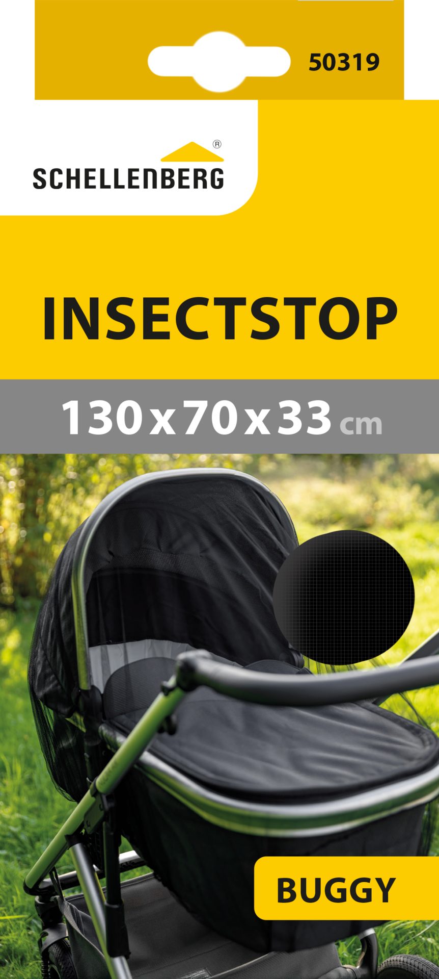 SCHELLENBERG Kinderwagen-Insektenschutz, Moskitonetz (1 St), Fliegengitter-Gewebe mit Gummizug, 130x70x33cm, anthrazit