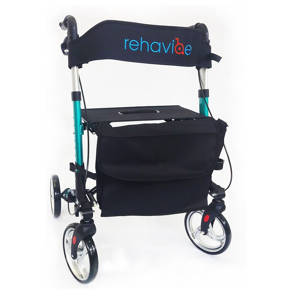 Rehavibe Rollator Einkaufswagen für Senioren, Leichtgewicht Rollator aus Aluminium, mit Aufbewahrungstaschen, Bremsen, Höhenverstellung, Faltbar