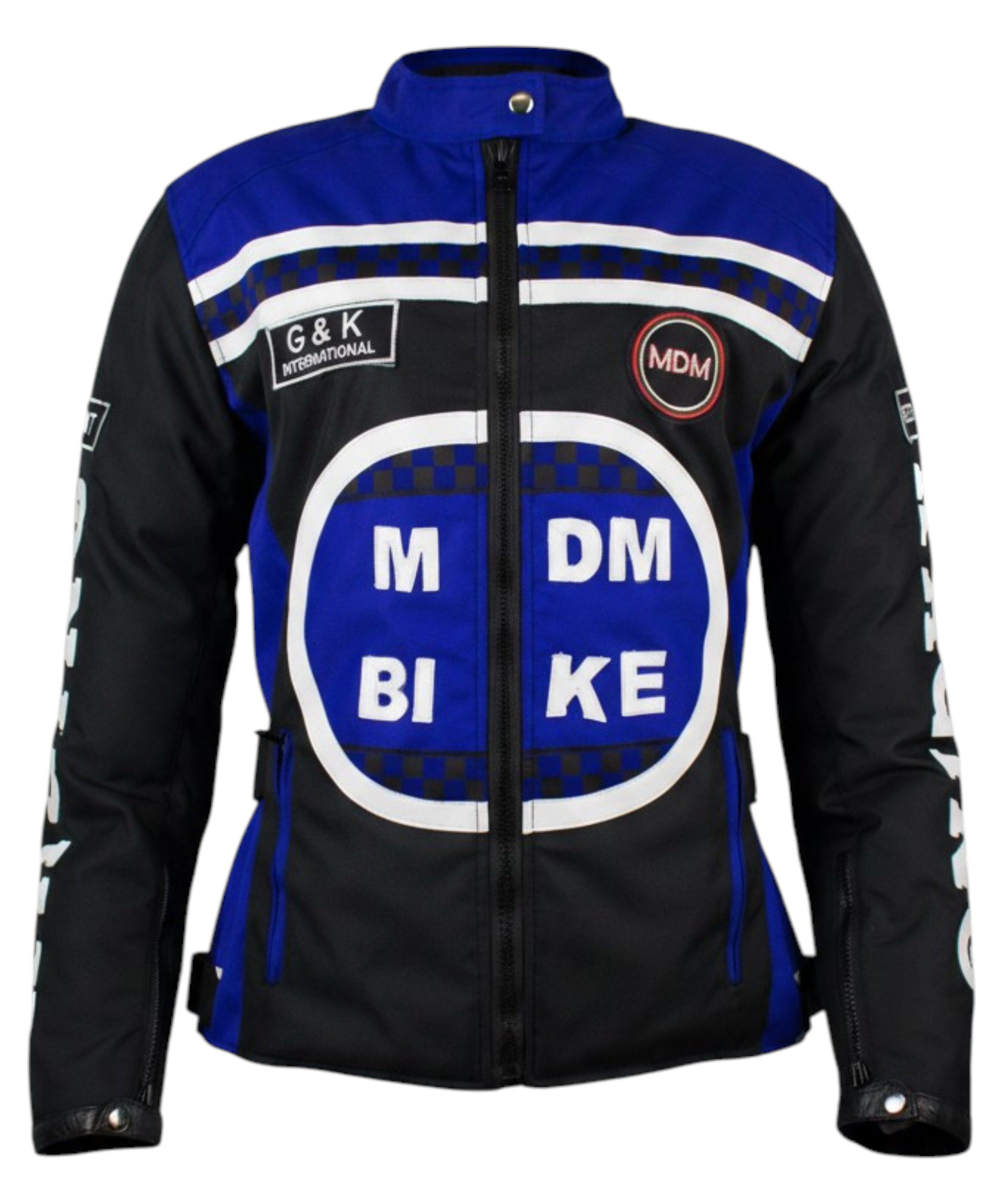 MDM Motorradjacke Damen Motorradjacke Textil Racing Stil mit Protektoren (Sportliche Damen Bikerjacke mit Protektoren und Windschutzleiste) Damen Racing Motorradjacke mit Protektoren, winddicht, tailliert