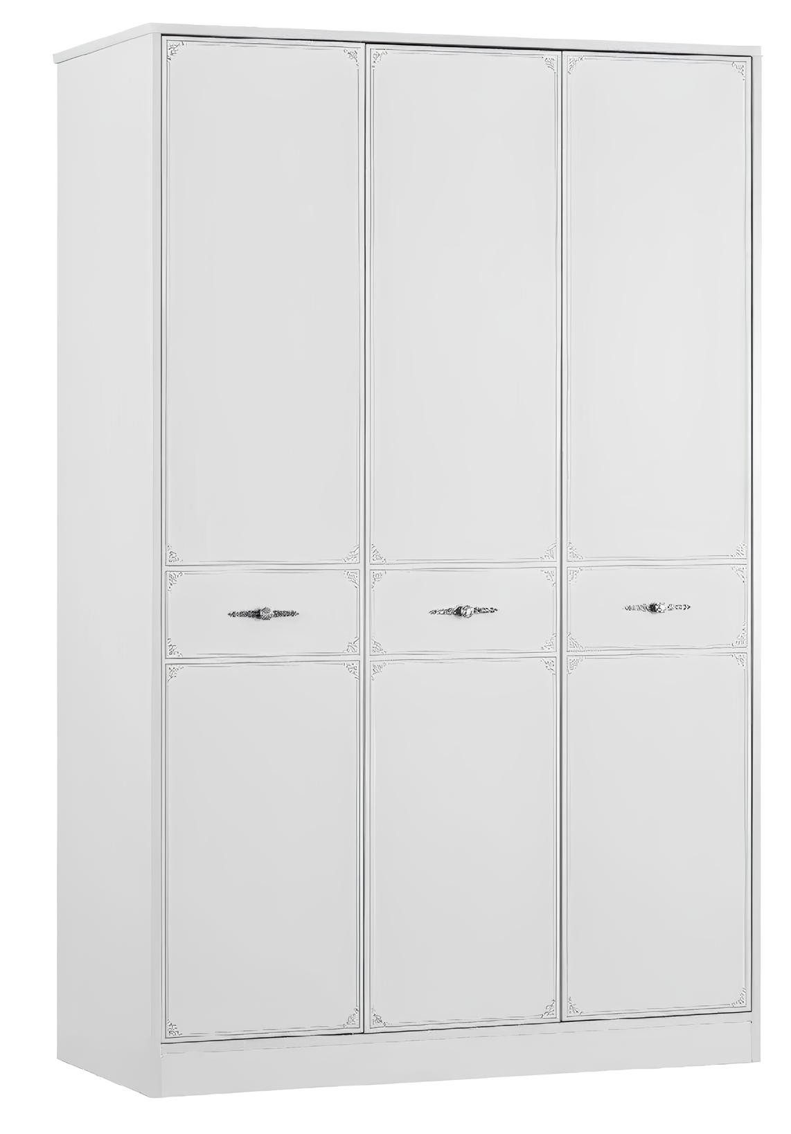 Xlmoebel Kleiderschrank Weißer Holzschrank mit modernem 3-Tür Design und viel Stauraum (1-St., Kleiderschrank) Hergestellt in Europa