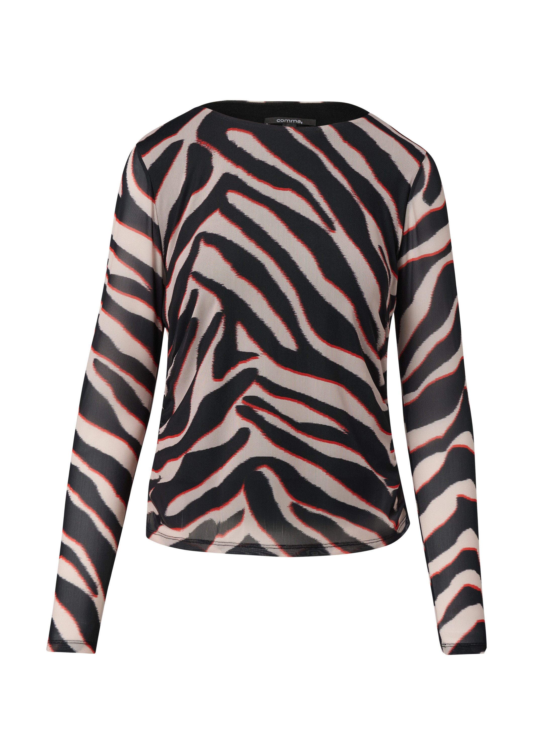 comma Langarmshirt T-Shirt Mesh-Shirt mit seitlicher günstig online kaufen