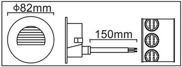 TRANGO LED Außen-Wandleuchte, 1er Set SL-016R IP44 LED Wandleuchte *SOFIO* in Rund, Treppen- Wandstrahler Edelstahl gebürstet für Innen & Außen inkl. 1x je 1 Watt LED Modul warmweiß 3000K, beliebig erweiterbar Einbauleuchte