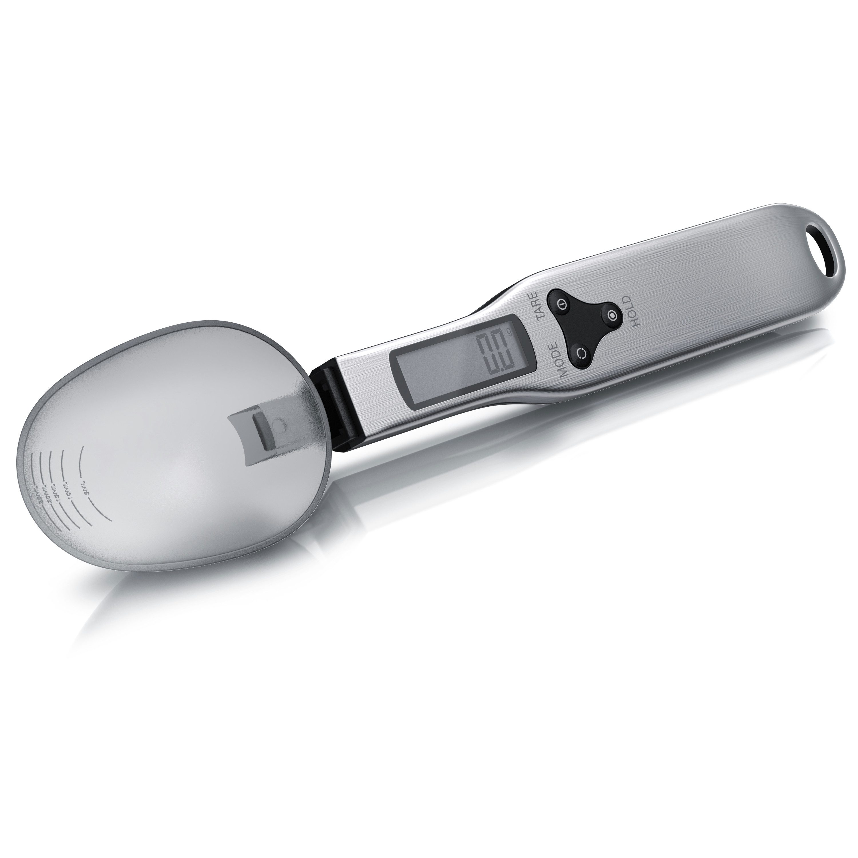 Arendo Löffelwaage Küchenwaage Feinwaage digital, 0,1 g, 1–500 g, LCD-Anzeige, aufhängbar, (1-tlg), Einheiten g oz gn ct, abnehmbarer Löffel, Abschaltautomatik 60 s