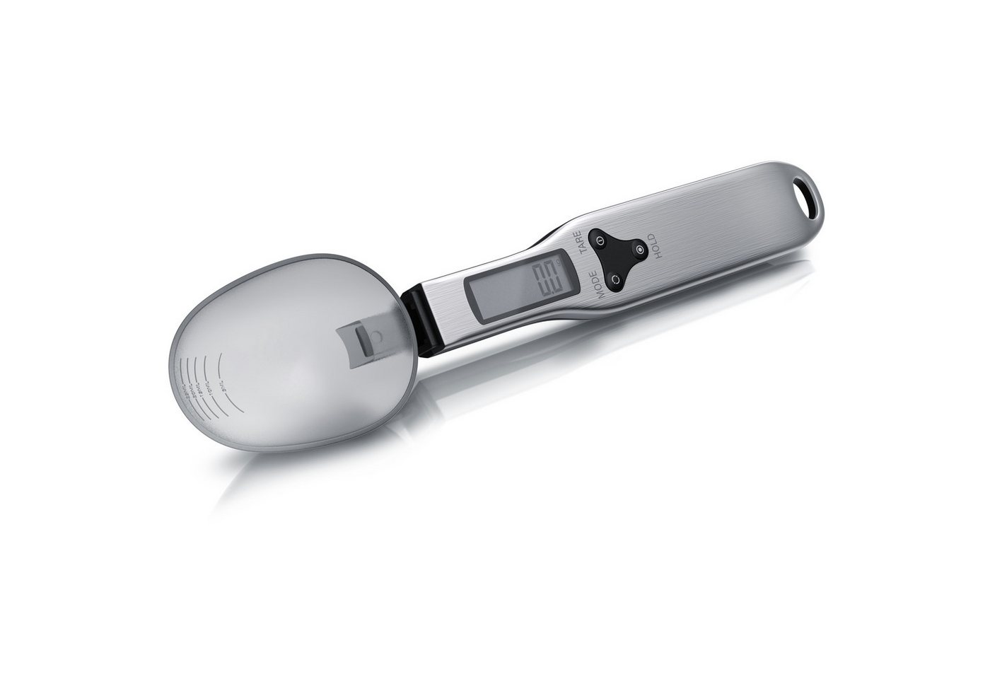 Arendo Löffelwaage Küchenwaage Feinwaage digital, 0,1 g, 1–500 g, LCD-Anzeige, aufhängbar, (1-tlg), Einheiten g oz gn ct, abnehmbarer Löffel, Abschaltautomatik 60 s