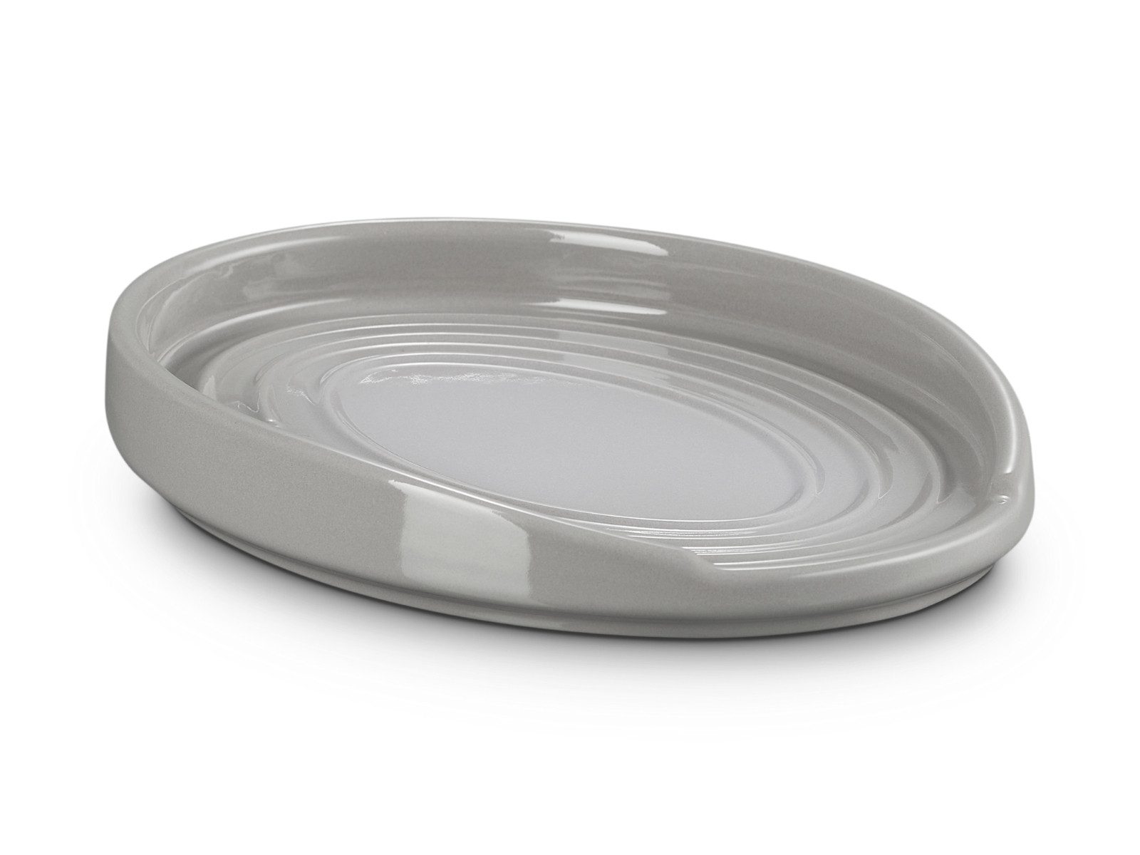 LE CREUSET Schale Löffelablage oval perlgrau 16cm, Steinzeug, (Löffelablagen)