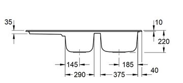 Villeroy & Boch Küchenspüle 3380 01 SM, Rechteckig, 116/22 cm, Reversibel, 2 Becken verschließbar