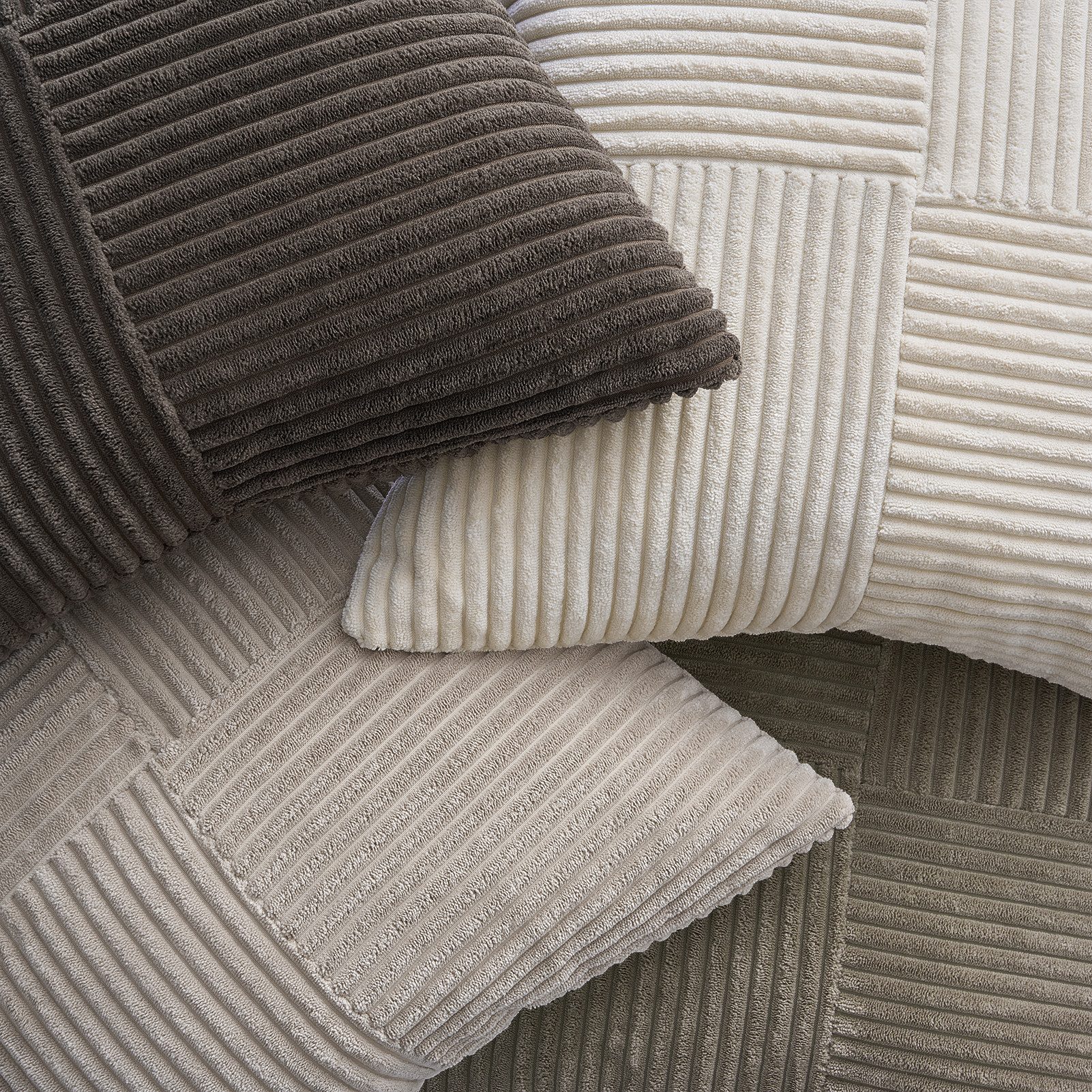 Topfinel Kissenbezug 40x40 4er set Kissenbezüge 50x50 Kordsamt mit Streifen deko Sofa, kissenbezug Natür Farbverlauf Schlafzimmer Weich Hautfreundlich