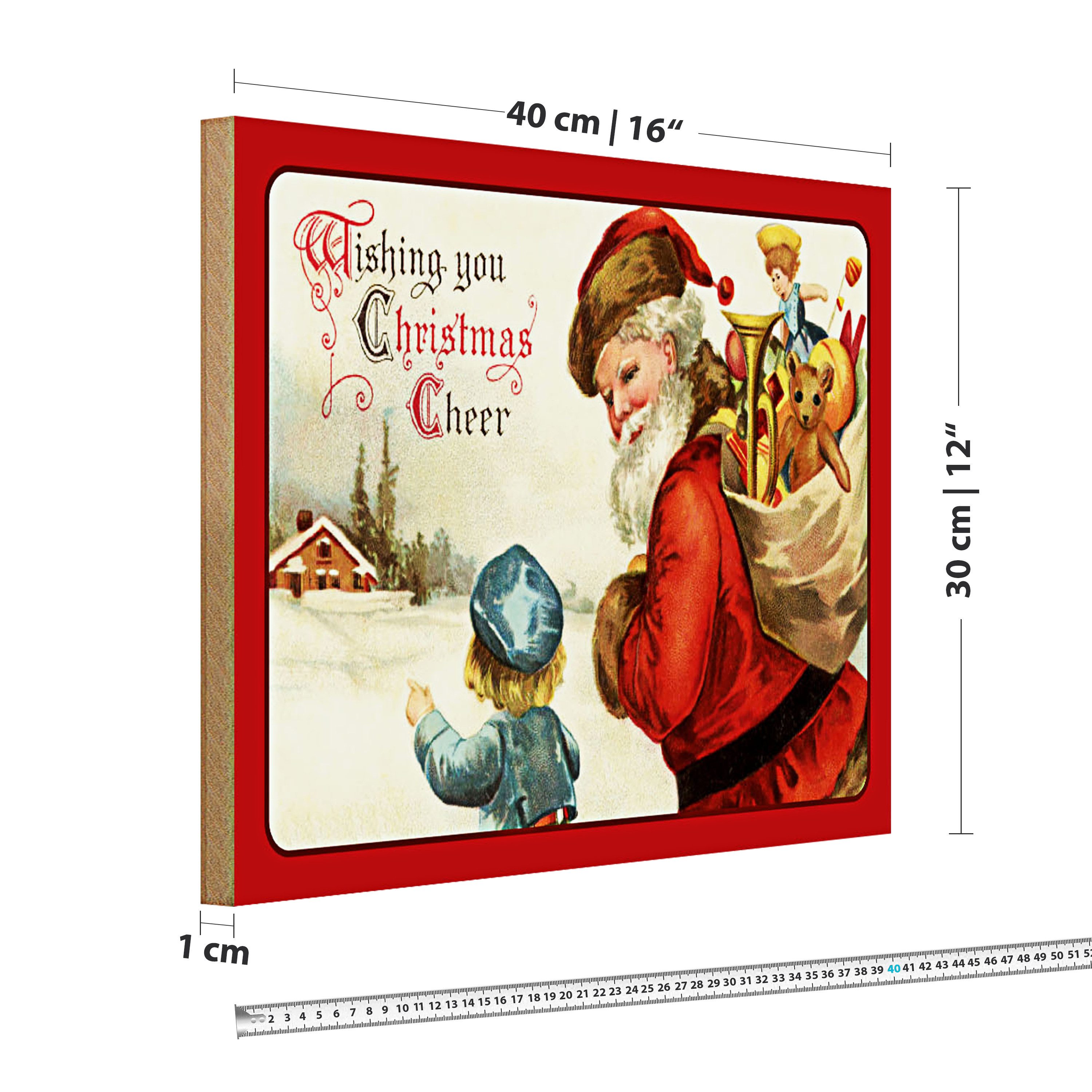 Roomando Holzbild Weihnachtsmann Santa Claus Christmas 40x30cm