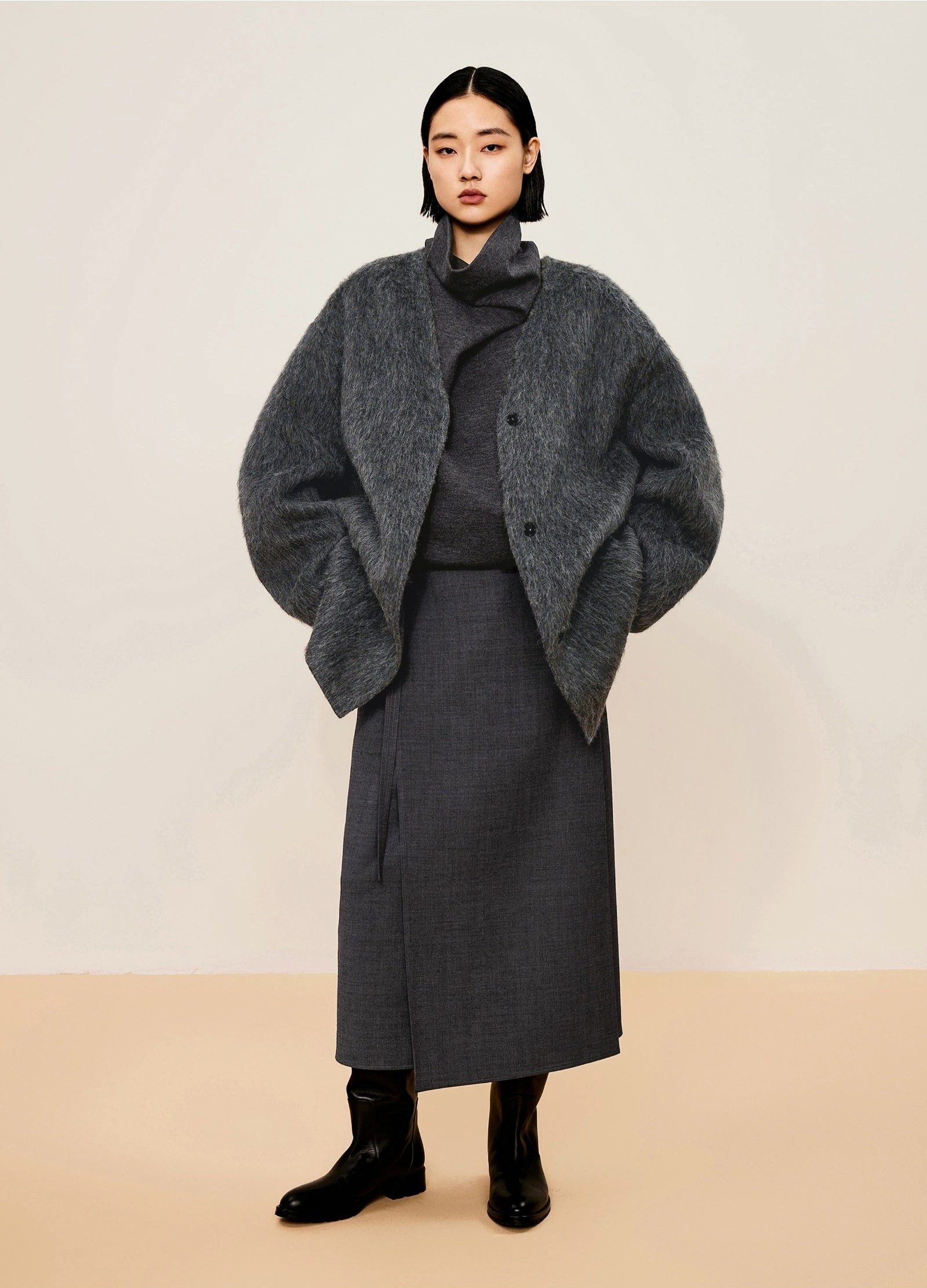 LESS Sommerrock Damen A-Line Rock mit angenähtem Gürtel & asymmetrischer Länge