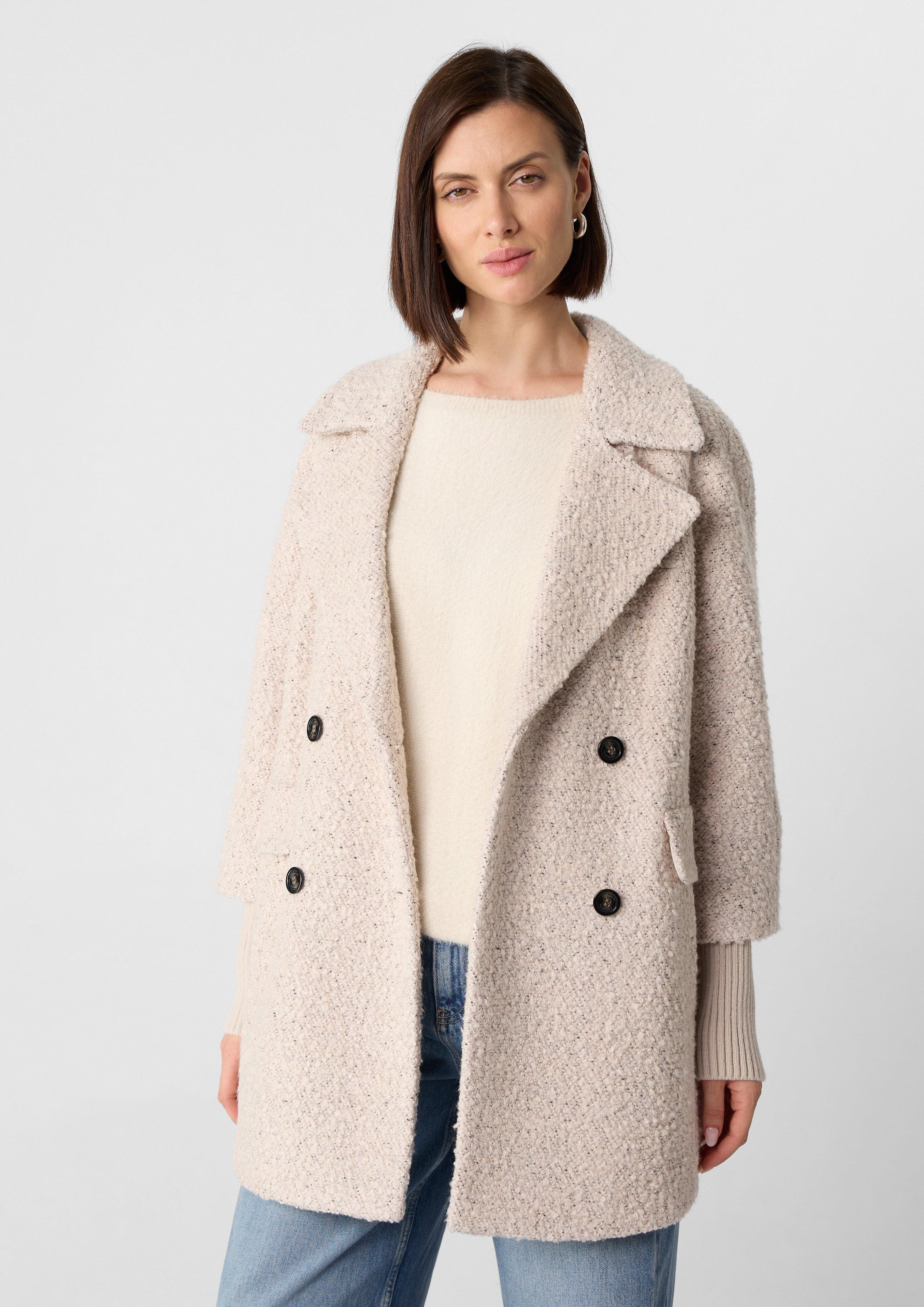 Comma Kurzjacke Bouclé-Jacke mit Reverskragen günstig online kaufen
