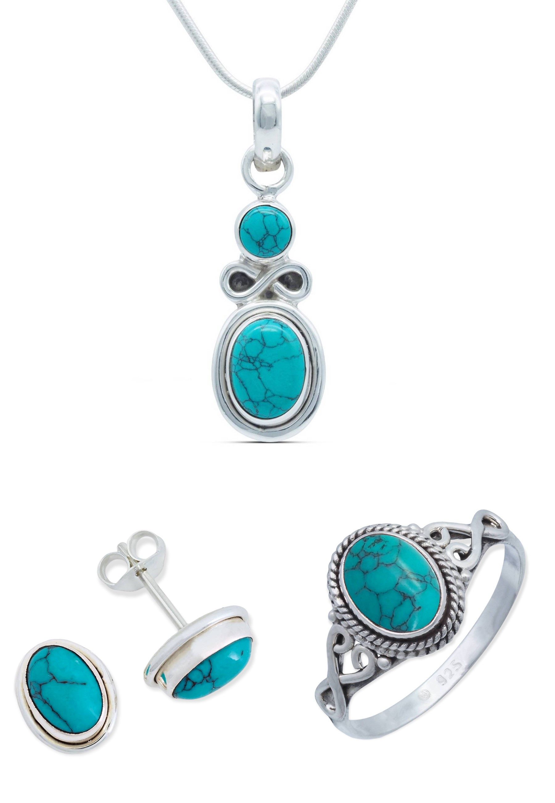 Schmuckset 925er Silber mit Türkis