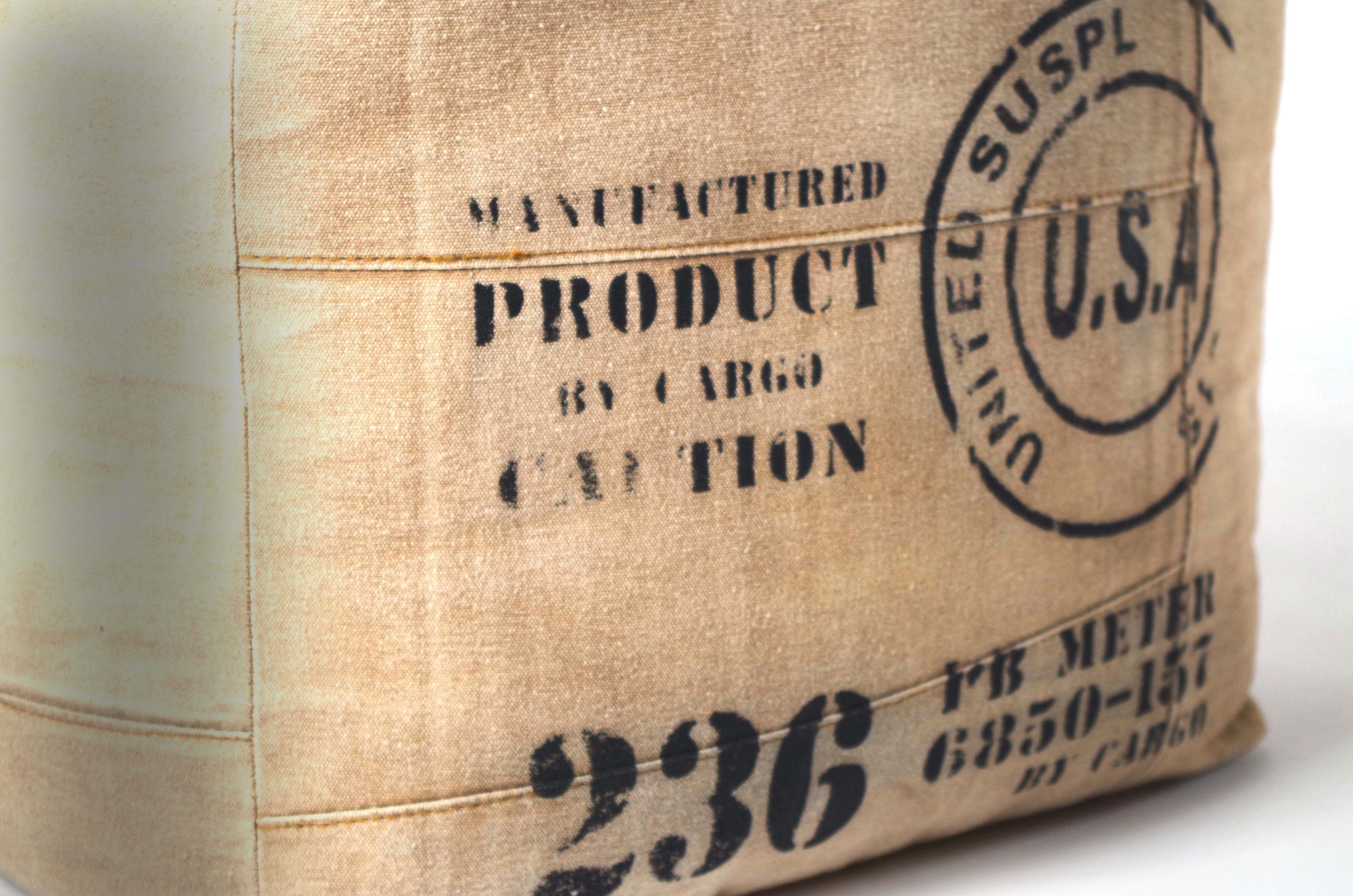 Kobolo Sitzwürfel Sitzpouf CANVAS quadratisch mit Aufdruck (1 Stück, Kunstlederapplikationen)