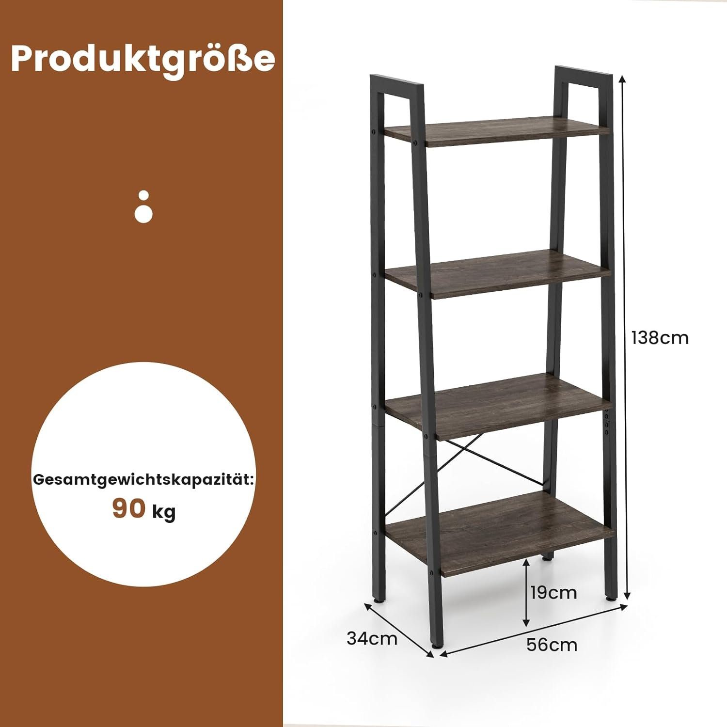 x x 34 56 cm Leiterregal, Ebenen, Bücherregal Grau 138 mit KOMFOTTEU 4