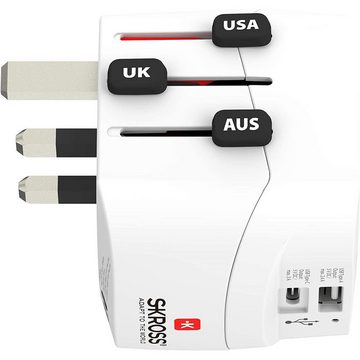 SKROSS "PRO Light USB" (A/C) Reiseadapter A, B, C, E, F, G, I, J, L, N zu B, E, F, G, I, 1 cm, World Weiß Universal-Reisestecker mit USB