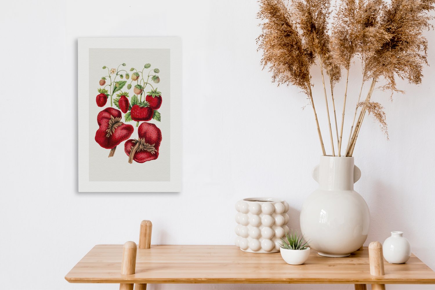 OneMillionCanvasses® Leinwandbild Lebensmittel Zackenaufhänger, cm - St), Leinwandbild bespannt 20x30 fertig Gemälde, (1 Obst, inkl. - Erdbeeren