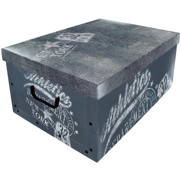 Koopman Aufbewahrungsbox Aufbewahrungskiste Blau 3 Stück Faltbox Aufbewahrungskiste Faltkiste (3er Set), Aufbewahrungs Schachtel Box Kiste Karton Aufbewahrungsfaltbox