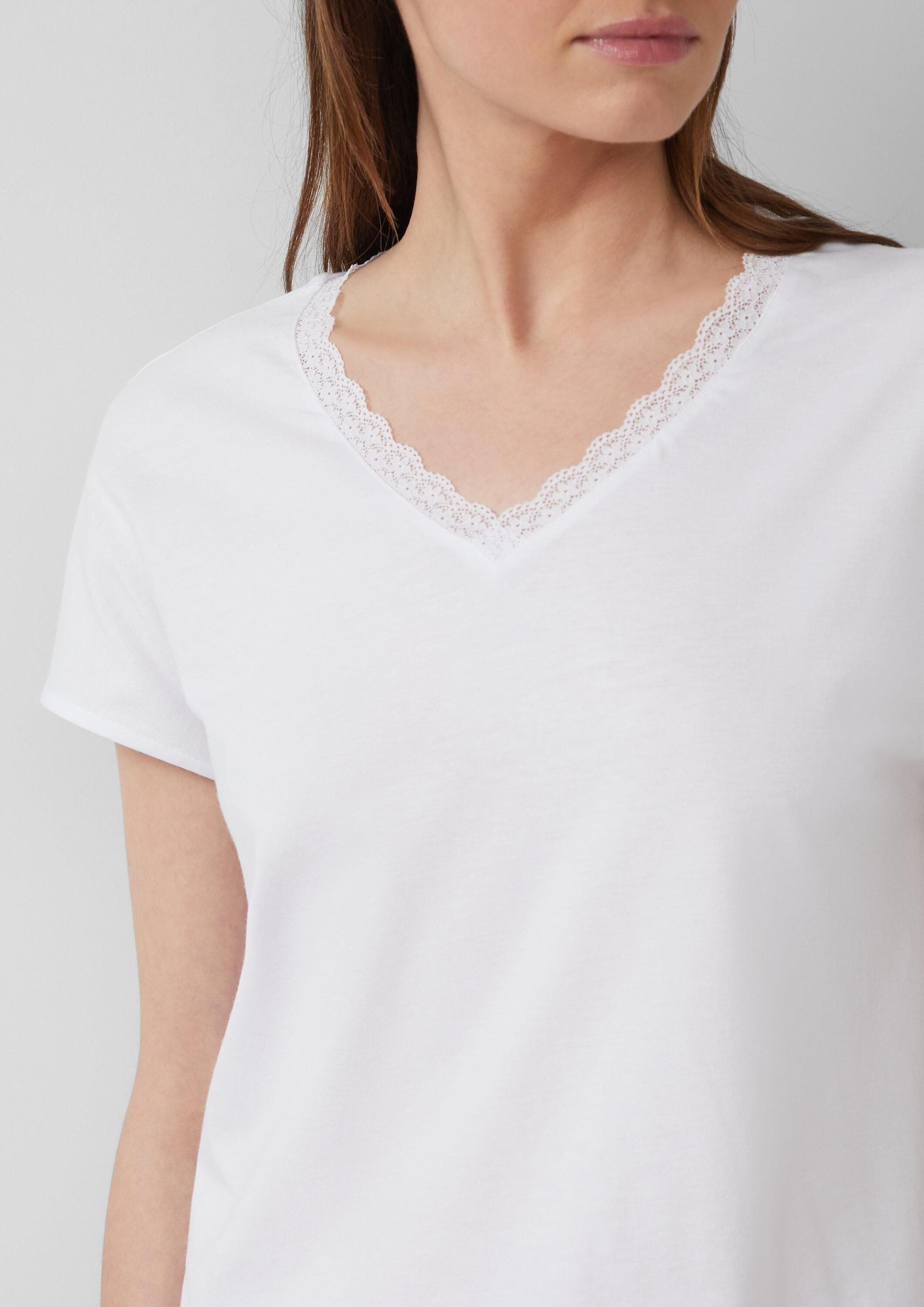 s.Oliver Kurzarmshirt T-Shirt T-Shirt mit Spitze aus Modalmix