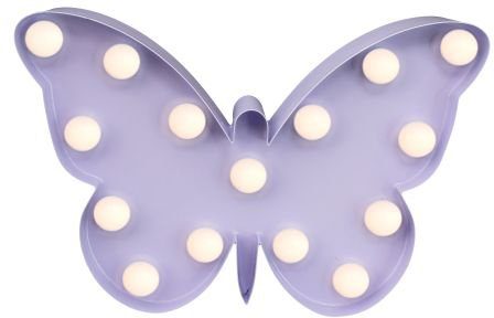 MARQUEE LIGHTS LED Dekolicht Butterfly, LED fest integriert, Warmweiß, Wandlampe, Tischlampe Butterfly mit 15 festverbauten LEDs - 23x 15 cm lila | Leuchtfiguren