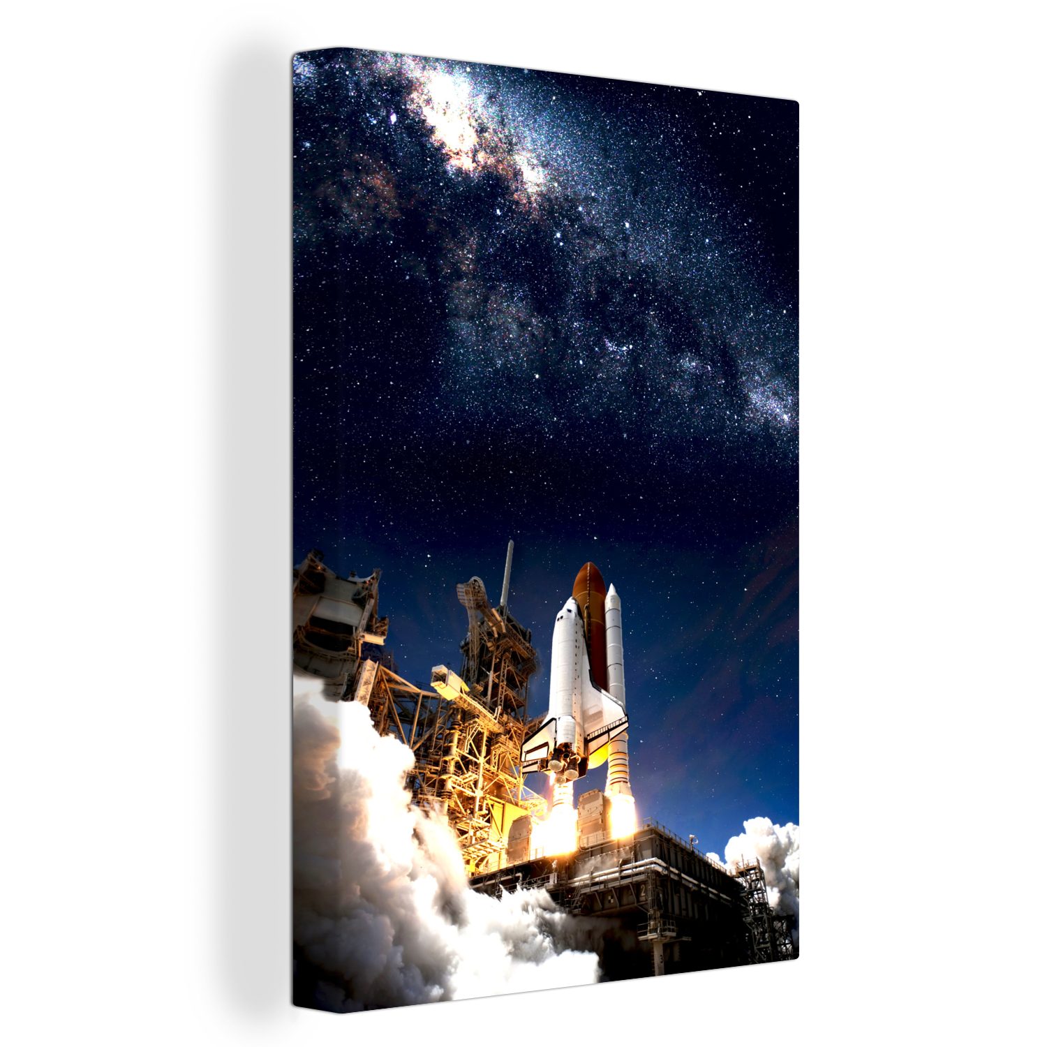 OneMillionCanvasses® Leinwandbild Weltraum - Sterne - Rakete, (1 St), Leinwandbild fertig bespannt inkl. Zackenaufhänger, Gemälde, 20x30 cm