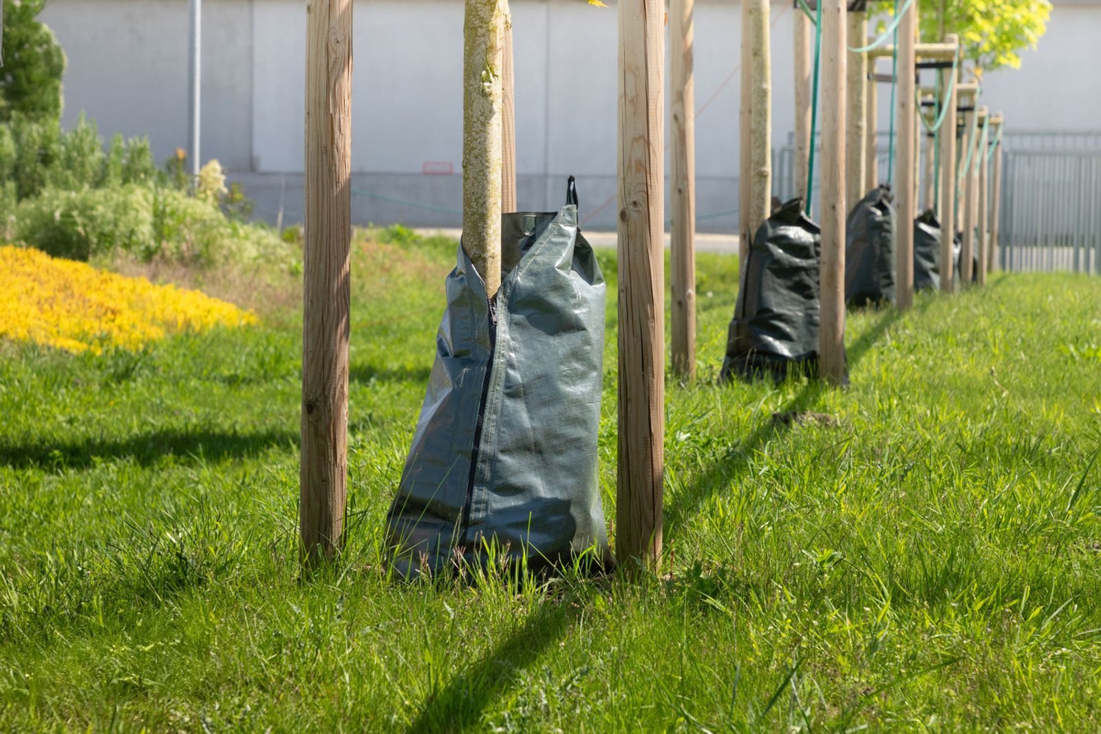 BURI Bewässerungssystem 5x Baum-Bewässerungssack mit Reißverschluss Baumbewässerung Wassersack