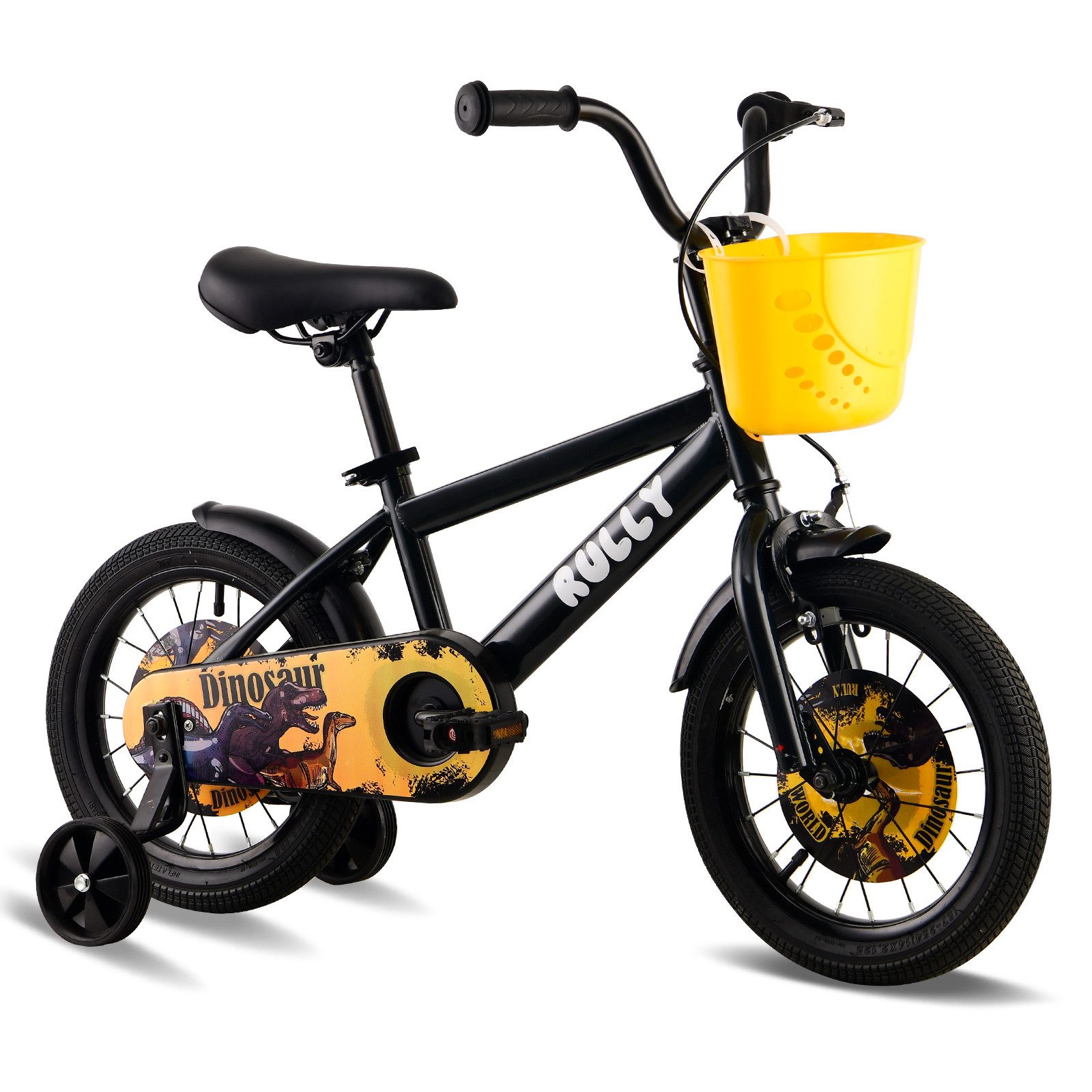 RULLY Kinderfahrrad Kinderfahrrad für Jungen 12–16 Zoll, 2–6 Jahre, 1 Gang, Mit Korb, Puppensitz, Stützrädern, Schutzblechen & Klingel