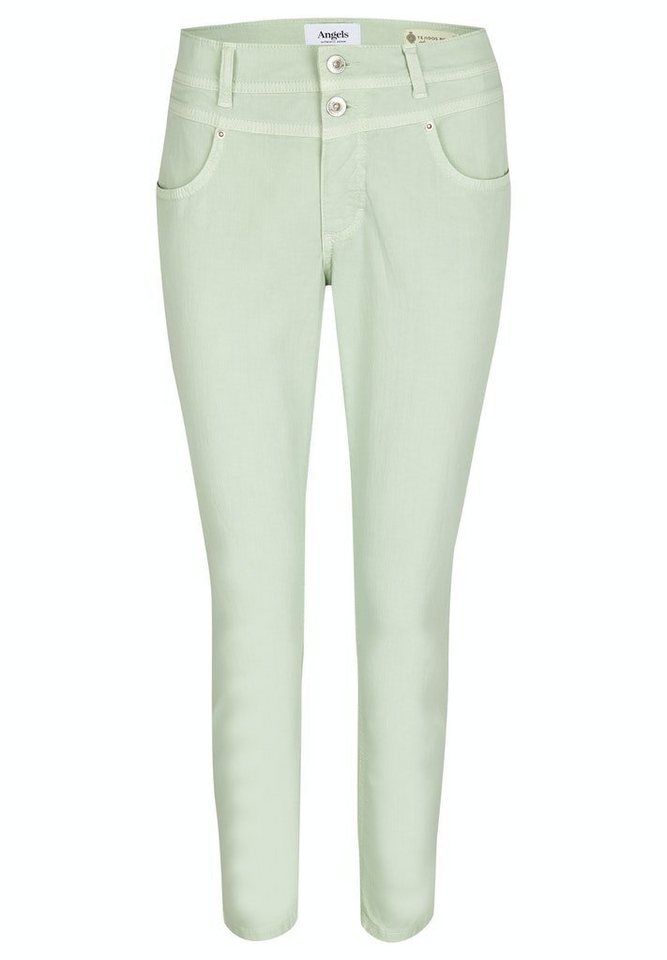 ANGELS 7/8-Jeans Jeans Ornella Button mit unifarbenem Stoff mit Label- Applikationen, Slim Fit mit schmalem 7/8 Bein