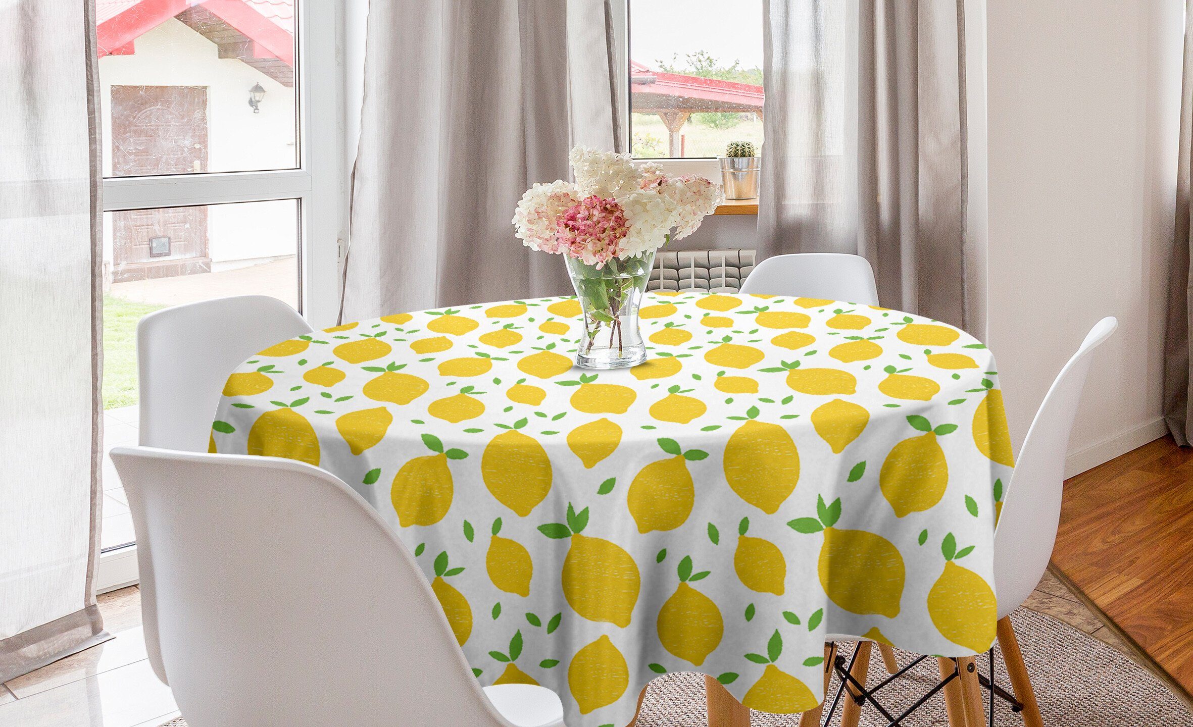 Dekoration, Abdeckung für Sommer-Themen-Tasty Zitronen Küche Abakuhaus Kreis Tischdecke Moderne Tischdecke Esszimmer
