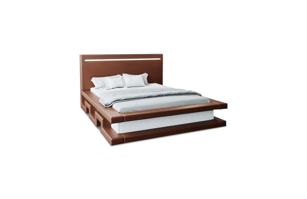 Sofa Dreams Boxspringbett Faenza (6 Teile), LED-Beleuchtung, Topper, Matratze, Kunstleder, Bett, modernes Design