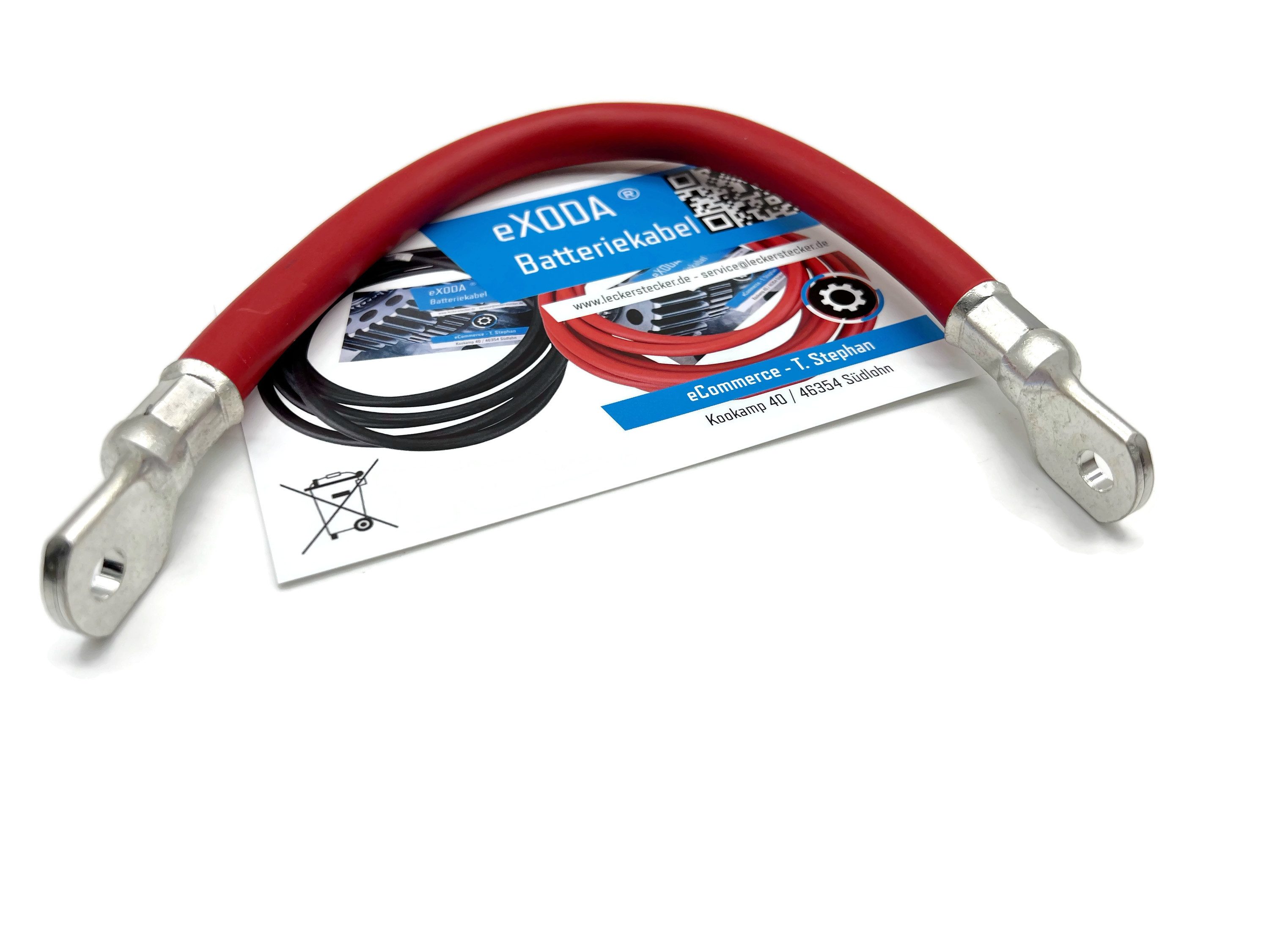 eXODA 70 mm2 M8 M8 Batteriekabel, Rot, (30 cm), 99% Kupfer