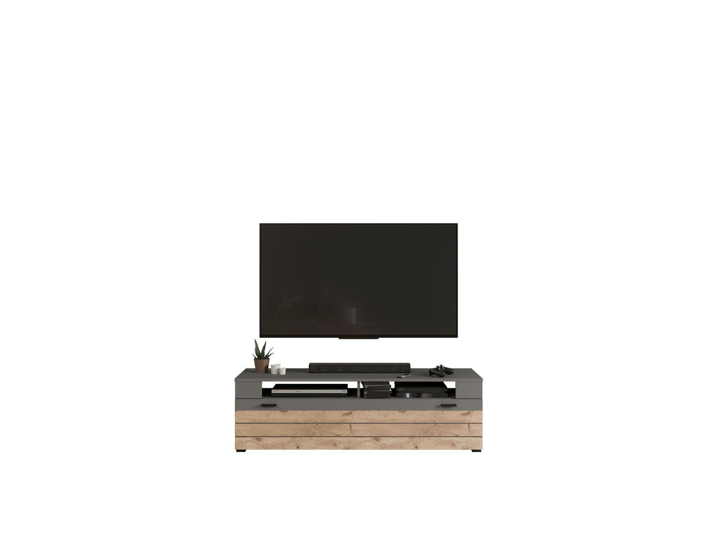 xonox.home TV-Bank Freno TV Tisch 1 Klaptür grau.
