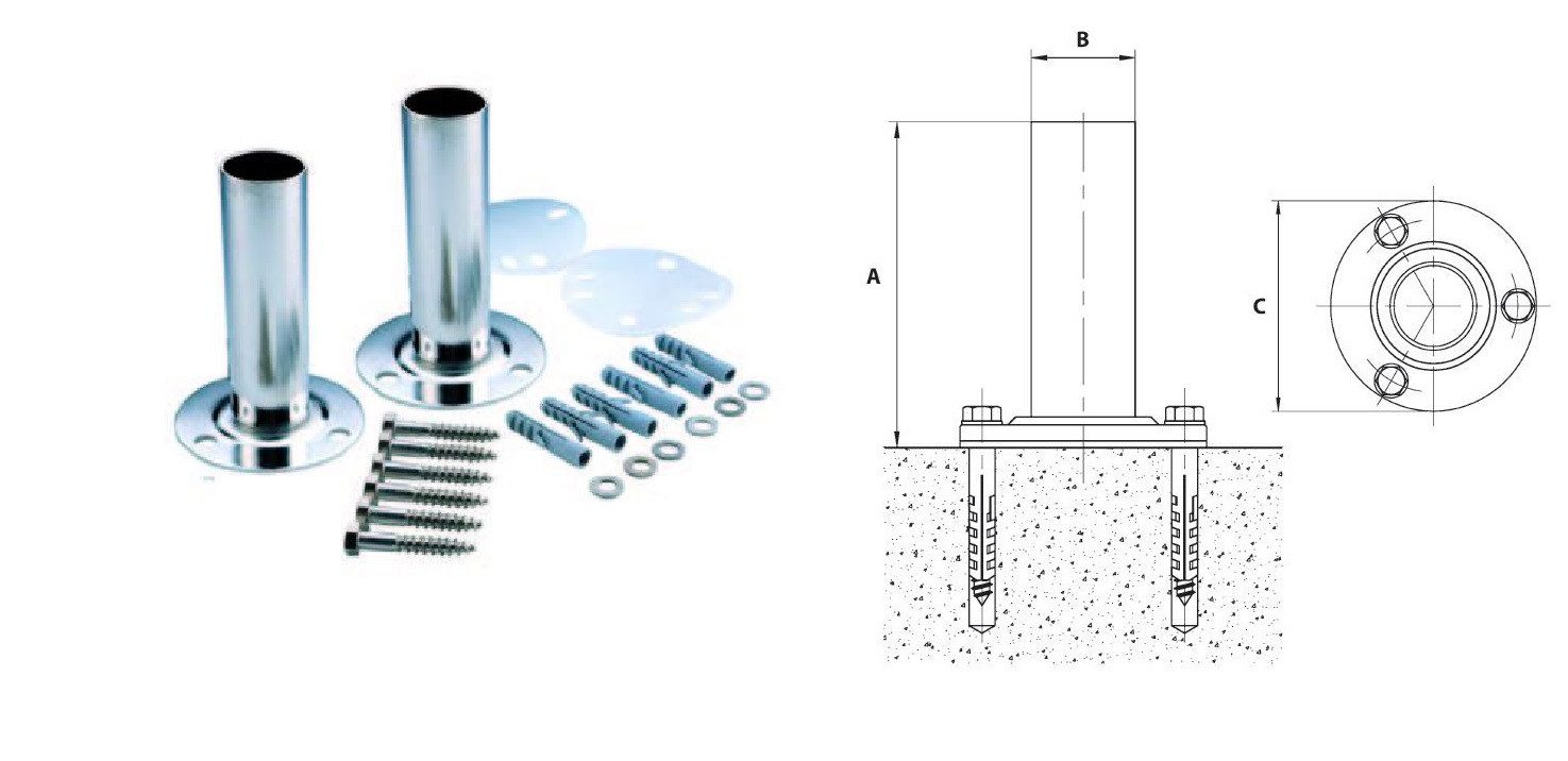 SIBO Fluidra Netherlands B.V. Terrarien-Substrat Befestigung Pooleiter Leiterendstücke Set V4A
