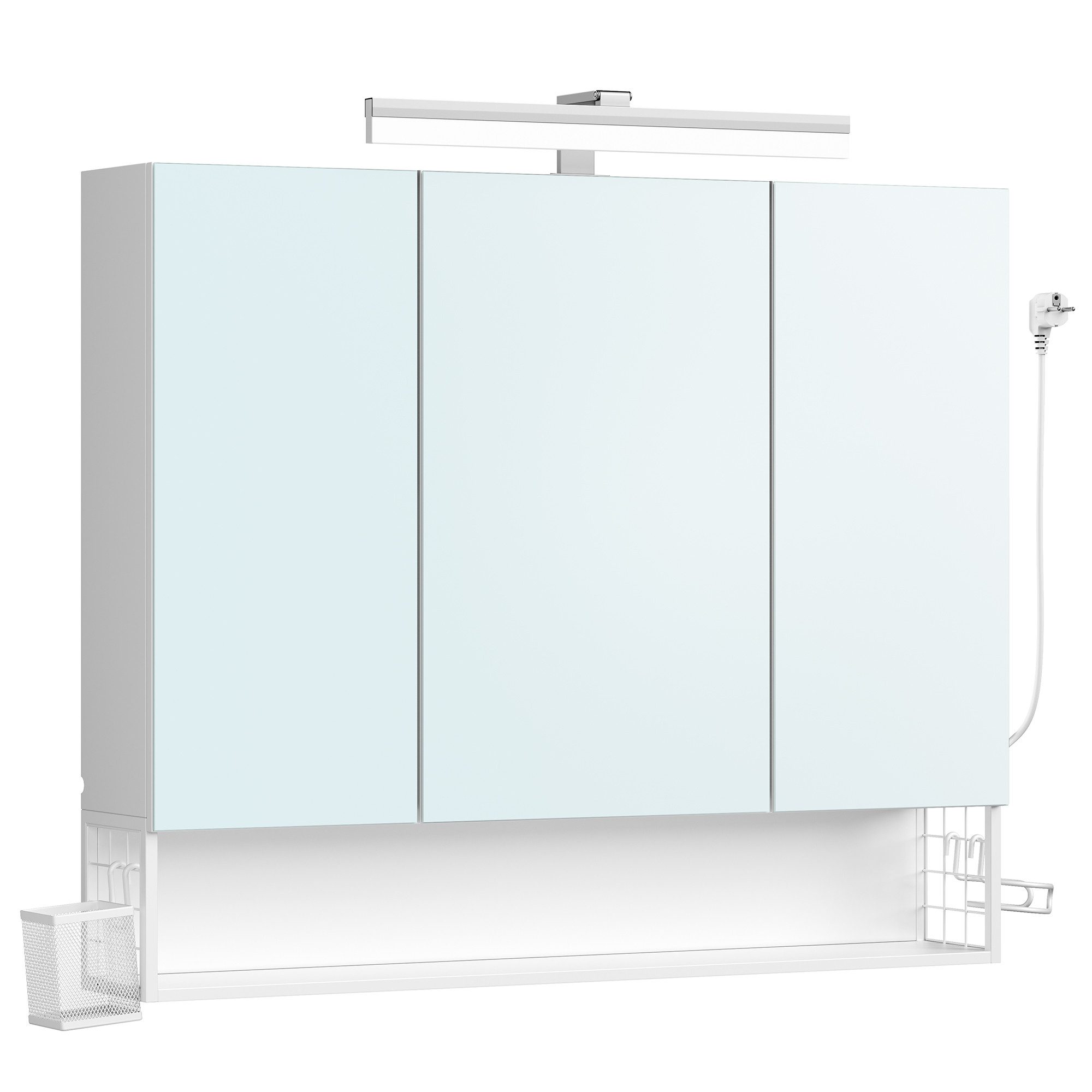 VASAGLE Spiegelschrank Badezimmerschrank Breite 70-90cm, 90° drehbar LED, m günstig online kaufen