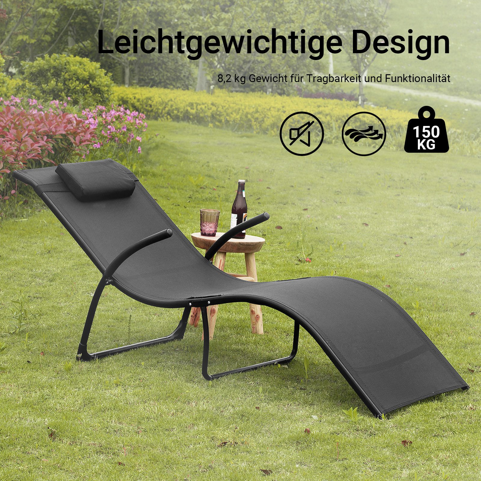 SoBuy Gartenliege OGS45, Liegestuhl mit Kissen, Relaxstuhl Freizeitmöbel, S günstig online kaufen