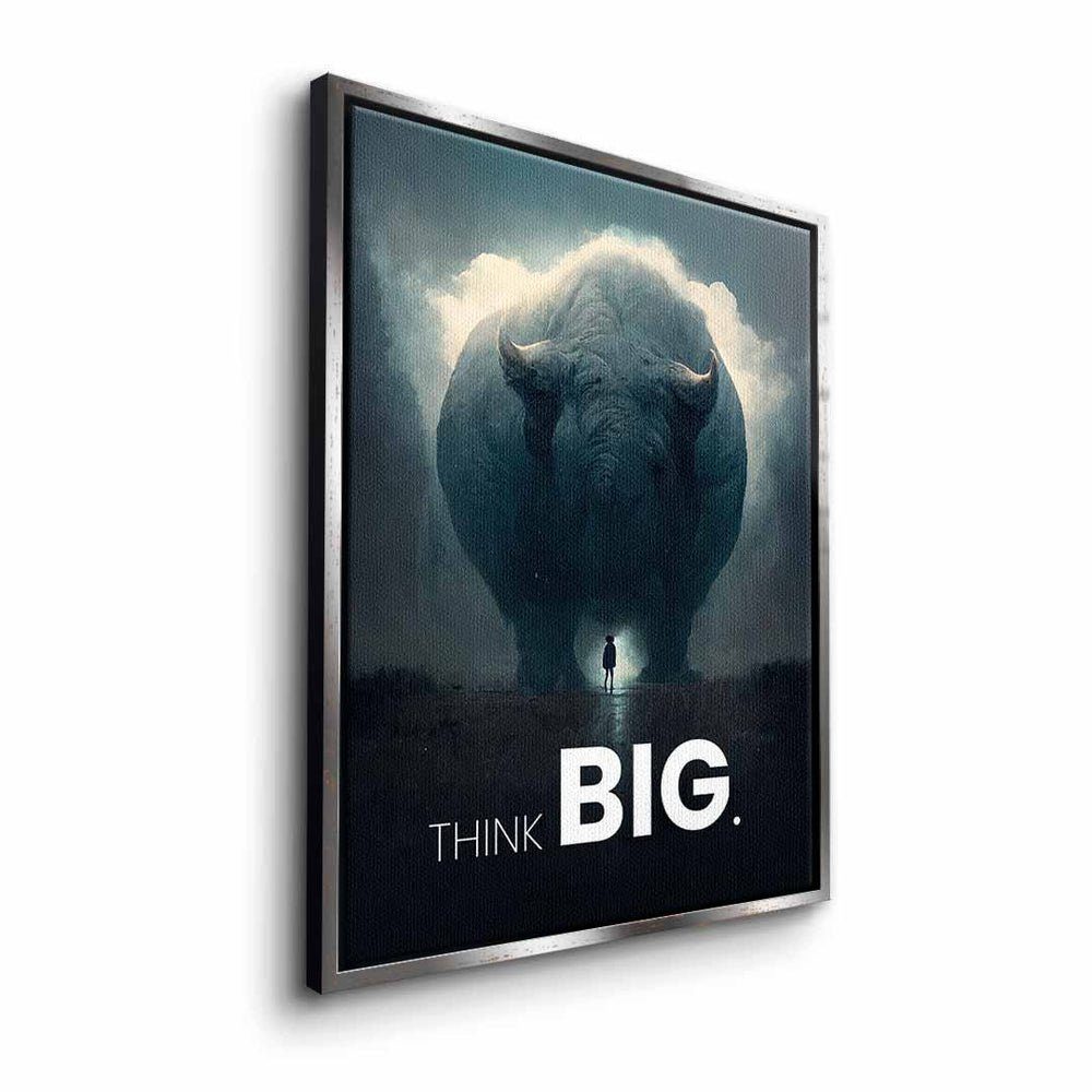 DOTCOMCANVAS® Leinwandbild, Premium Synergy Big ohne - Rahmen Think Nashorn Motivationsbild 