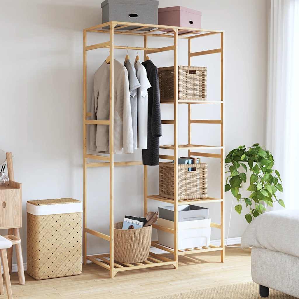 vidaXL Kleiderständer Kleiderständer mit Ablagen 100x50x184,5 cm Bambus, (1 St)