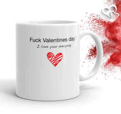 Dekotalent® Tasse Valentinstag Geschenk Tasse - Kaffeetasse - Fuck Valentines Day Becher, Hochwertiges Porzellan / 300 ml Volumen