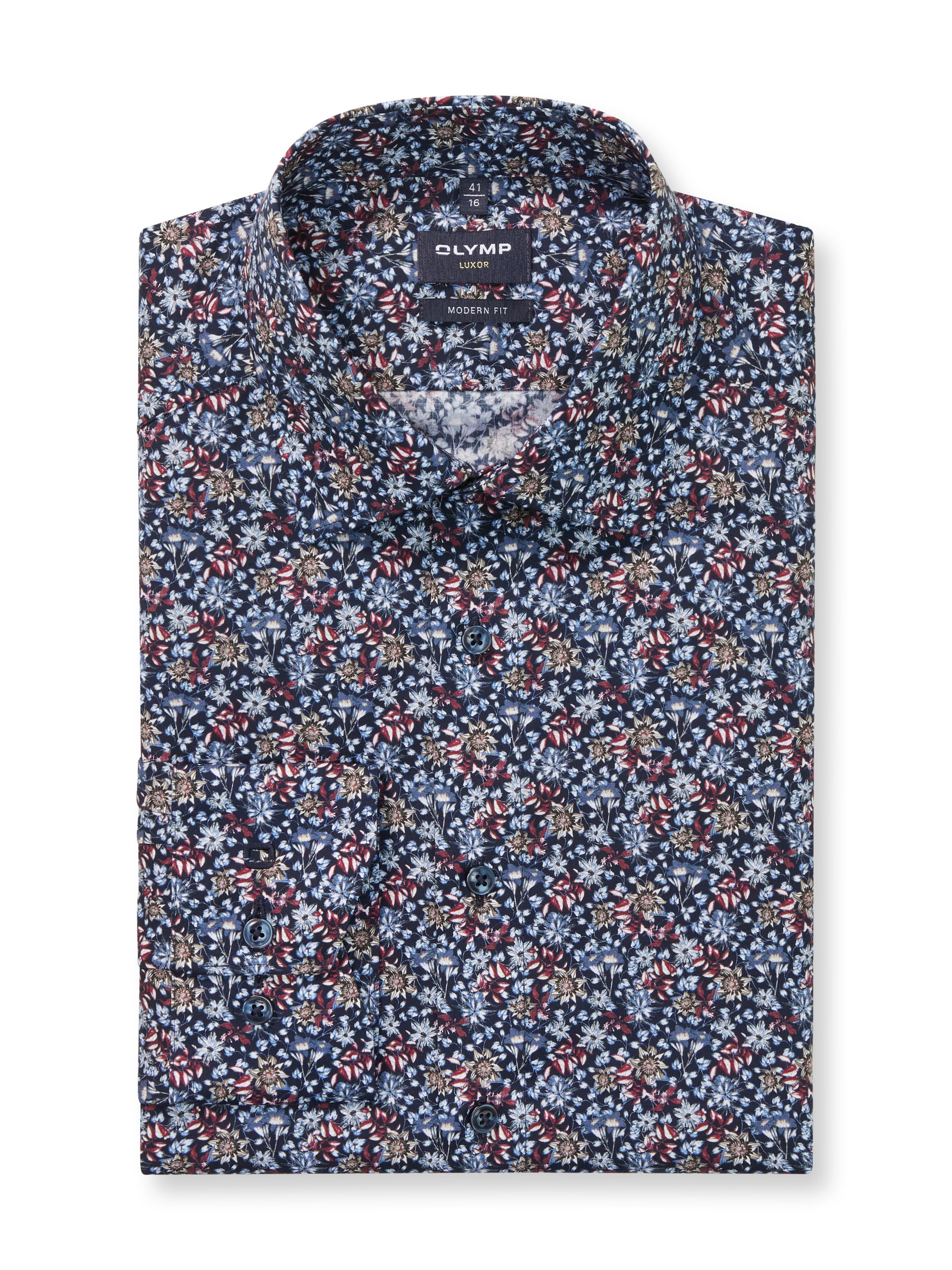 OLYMP Langarmhemd Luxor modern fit Modern Fit, Businesshemd, New-Kentkragen, gemustert