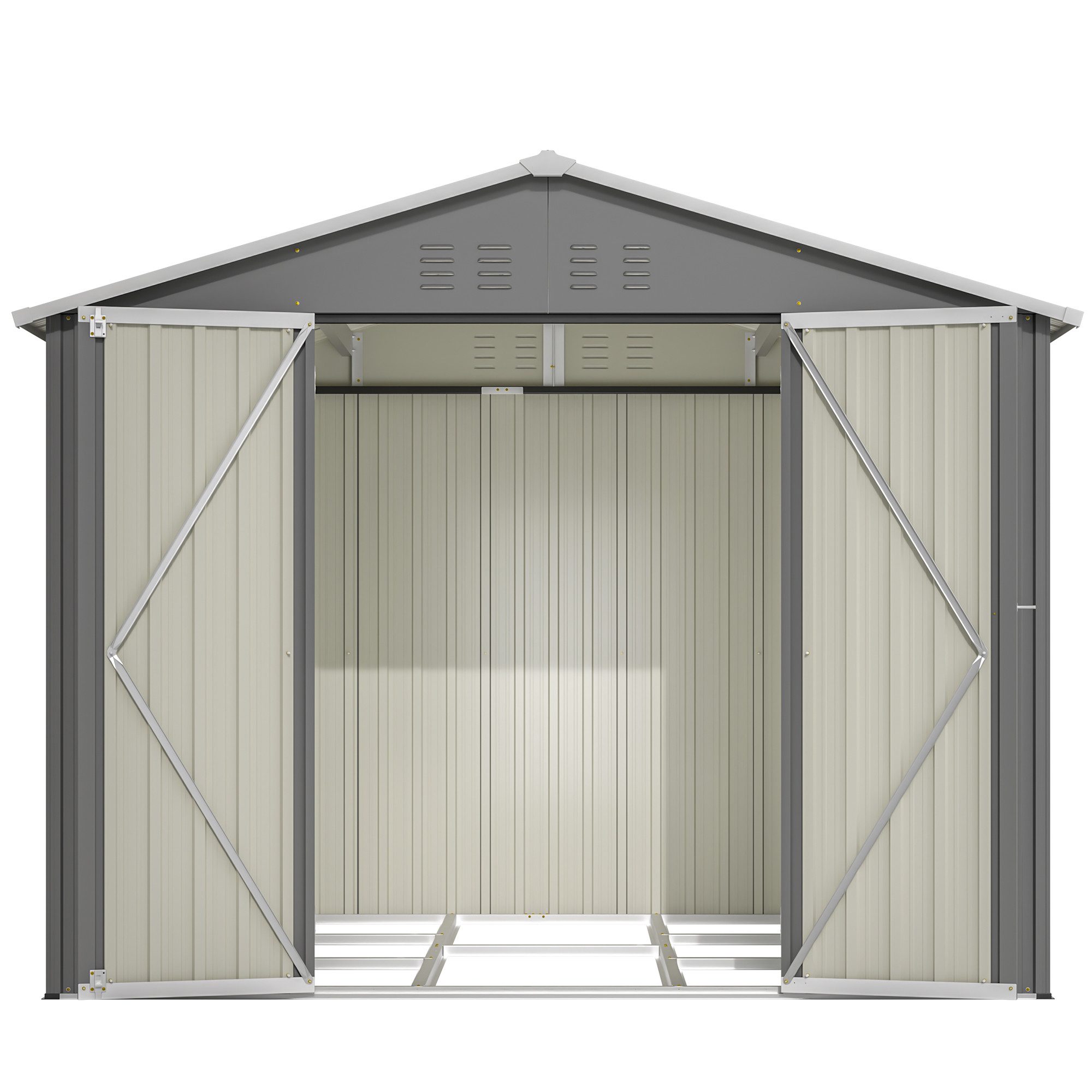 GIHAUVIA Gartenhaus Gartenhaus Metall Gerätehaus mit Pultdach, Geräteschrank für Garten.