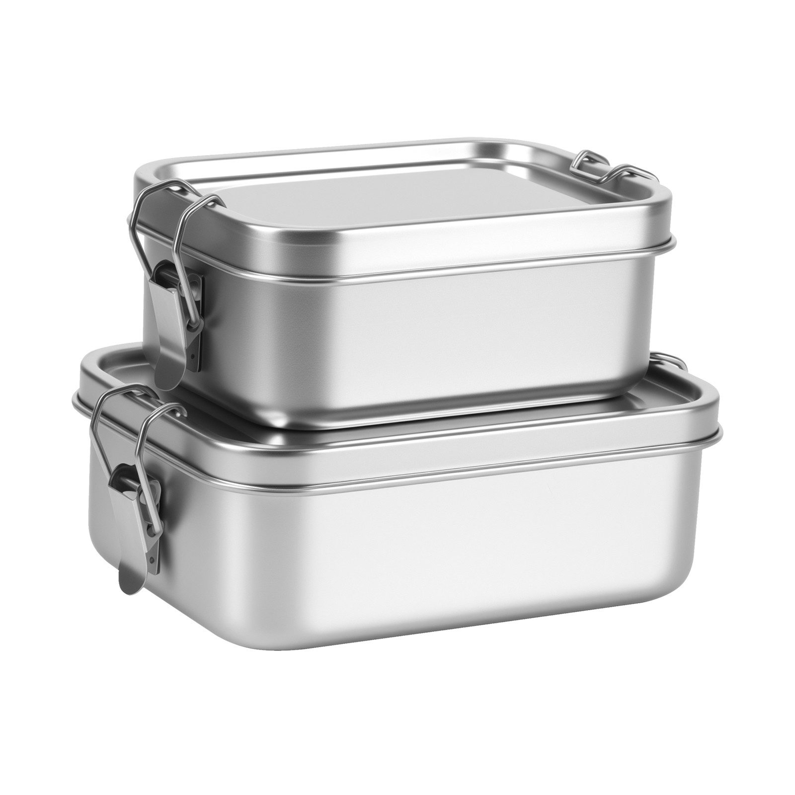 BlingBin Lunchbox 850ml/1400ml Auslaufsichere Bento-Box Brotzeit-Dose aus Edelstahl, Edelstahl, (2er Set, 2-tlg., Fassungsvermögen: 550ml+850ml), Lunchbox, Vesperdose, Pausenbrot, für Erwachsene & Kinder