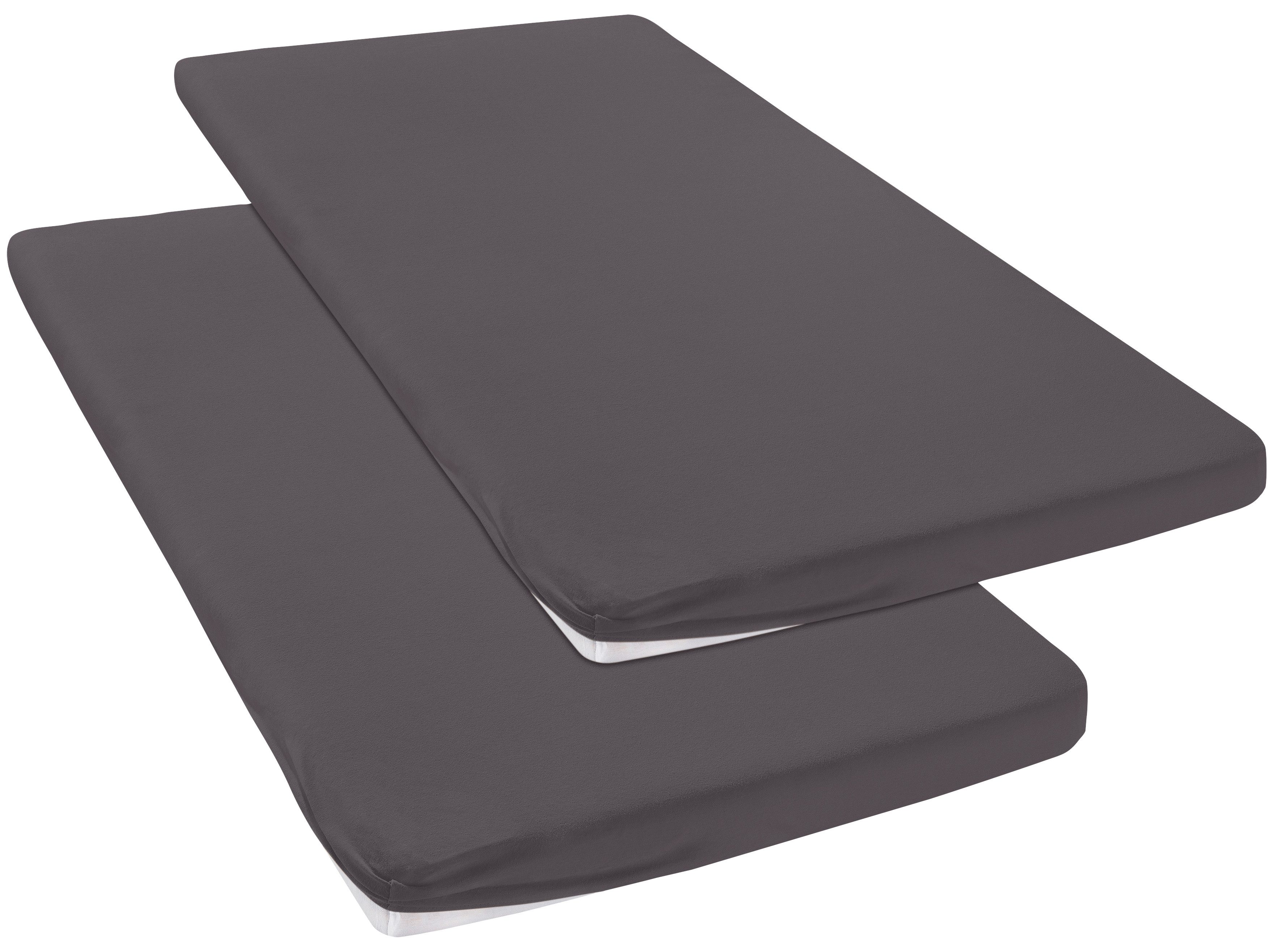 OTTO home Spannbettlaken Topper Basic, in Gr. 90x200, 140x200 oder 180x200 cm, Baumwoll-Jersey, Gummizug: rundum, (2 Stück), Baumwolle, Matratzen bis 8 cm Höhe, Bettlaken, Spannbetttuch, Laken