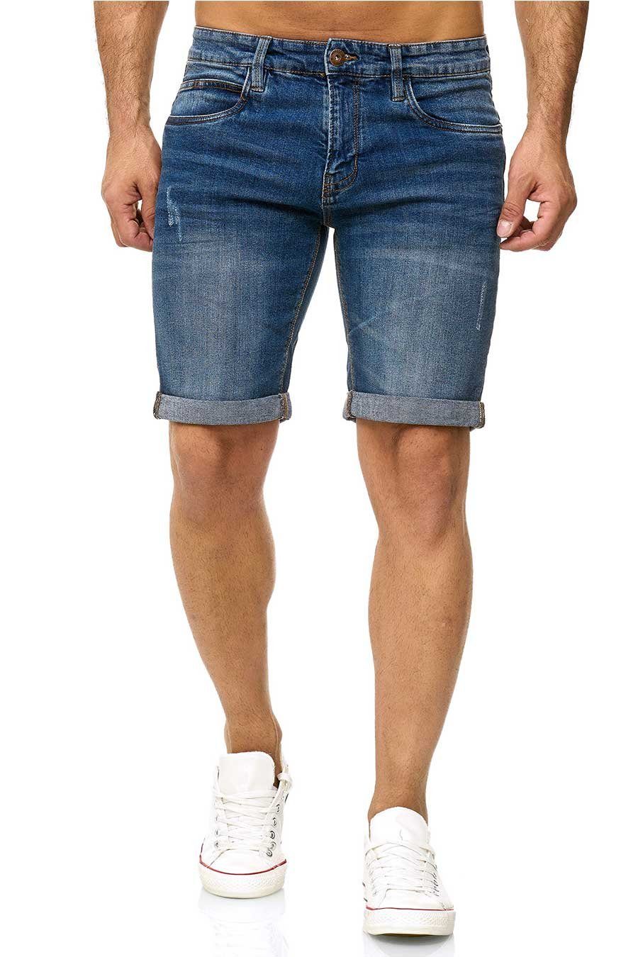 Indicode Shorts Kaden Jeans im Used Look Medium Indigo