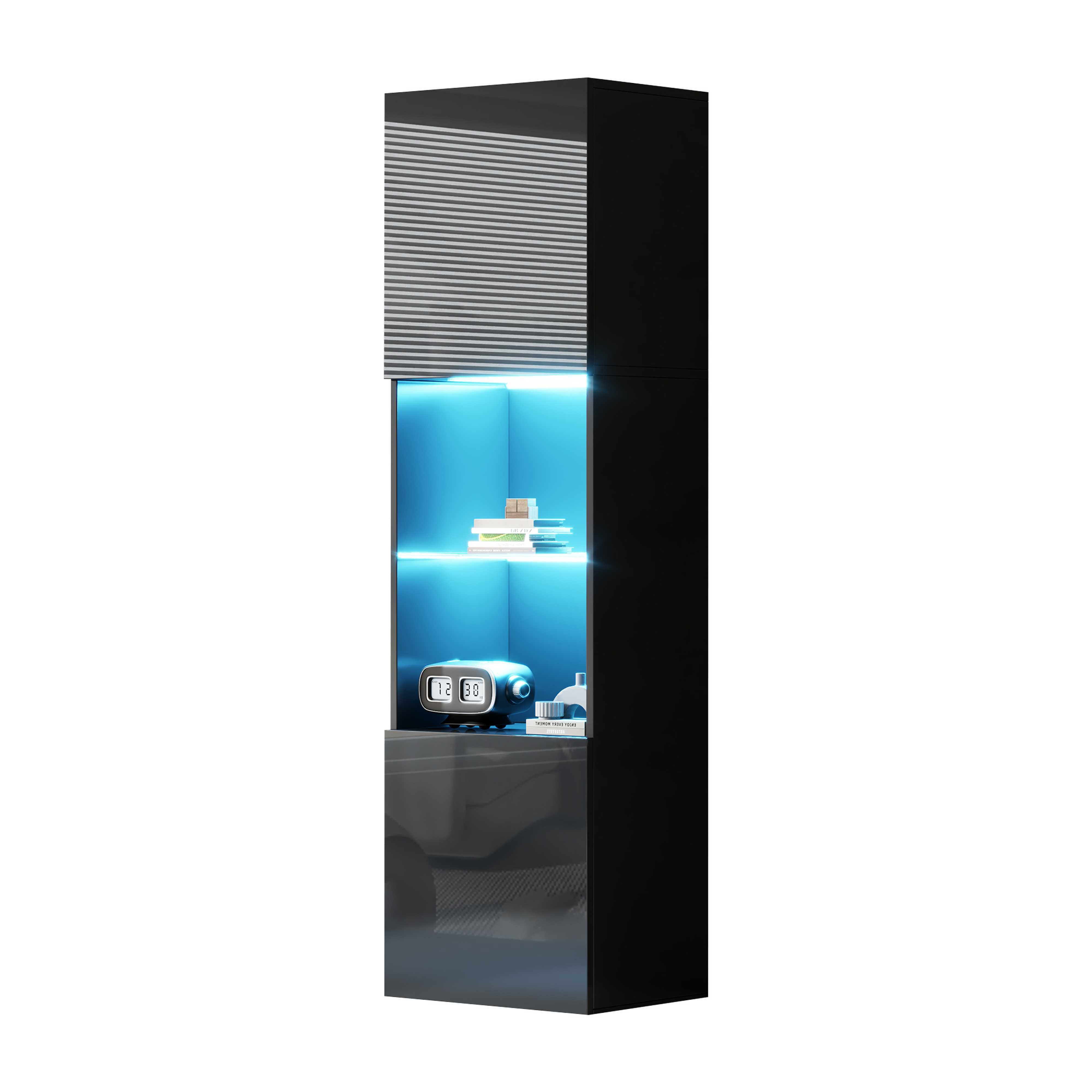BlingBin Stauraumvitrine Hochglanz Vitrinenschrank (1-St., Glaseinlegeboden günstig online kaufen